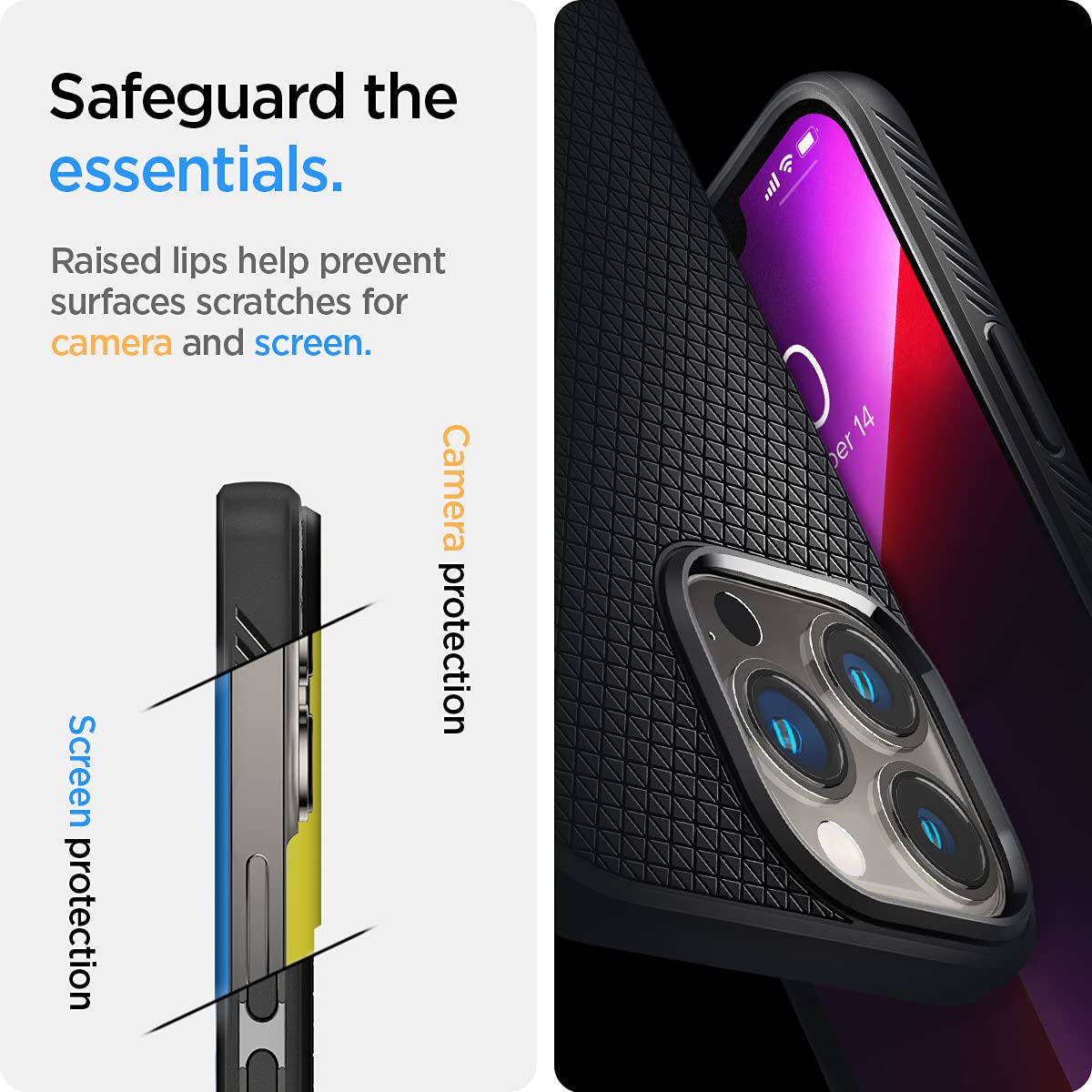Spigen Liquid Air Back Cover Case Compatible with iPhone 13 Pro (TPU | Matte Black)