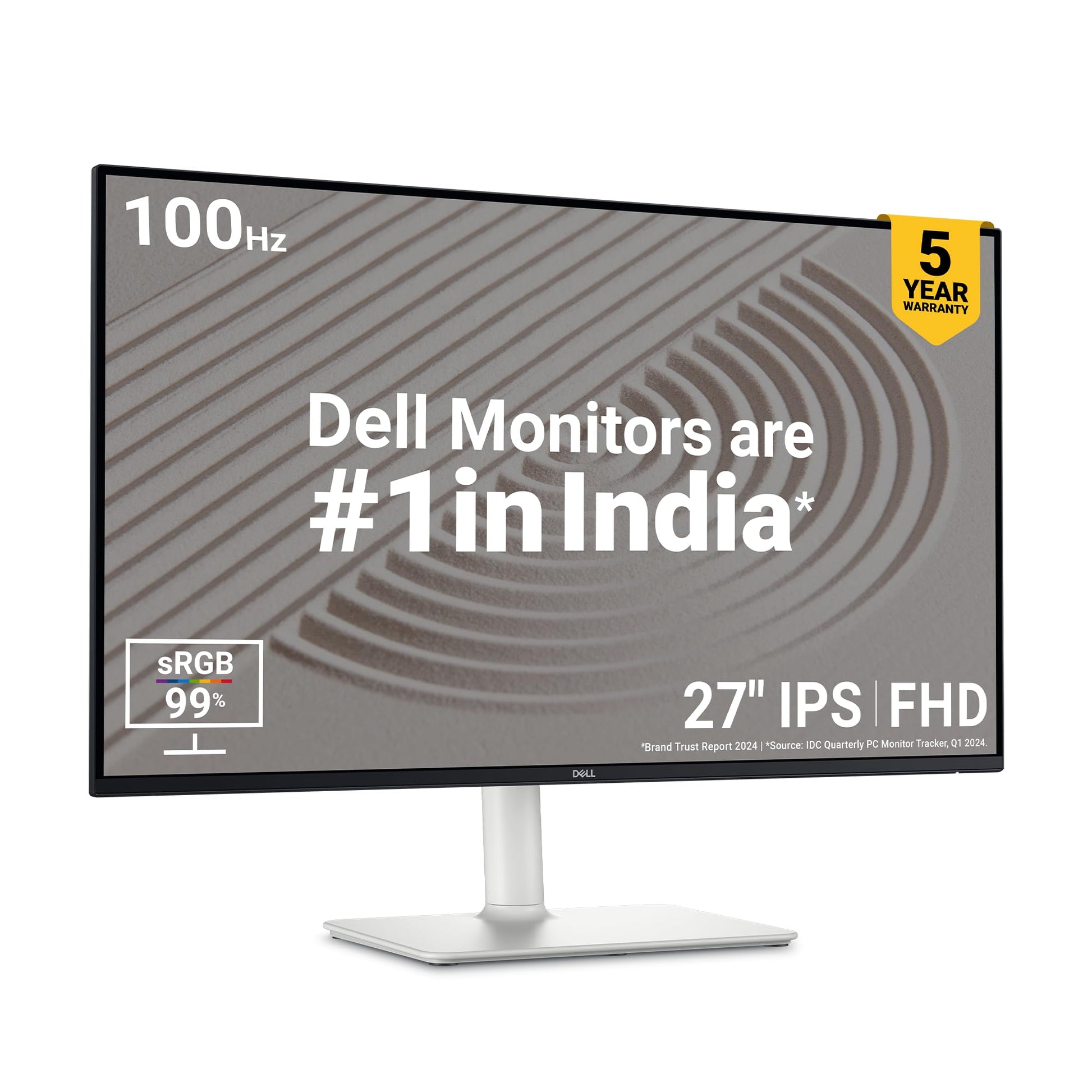 Dell-S2725H-Grey 68.58cm (27") FHD Monitor 1920x1080 at 100Hz, Built-in 5w Dual Speaker, Response Time: 4ms (Extreme), 99% sRGB (Typical), Ficker Free, Brightness: 300 cd/m2 (Typical), Ports: 2X HDMI