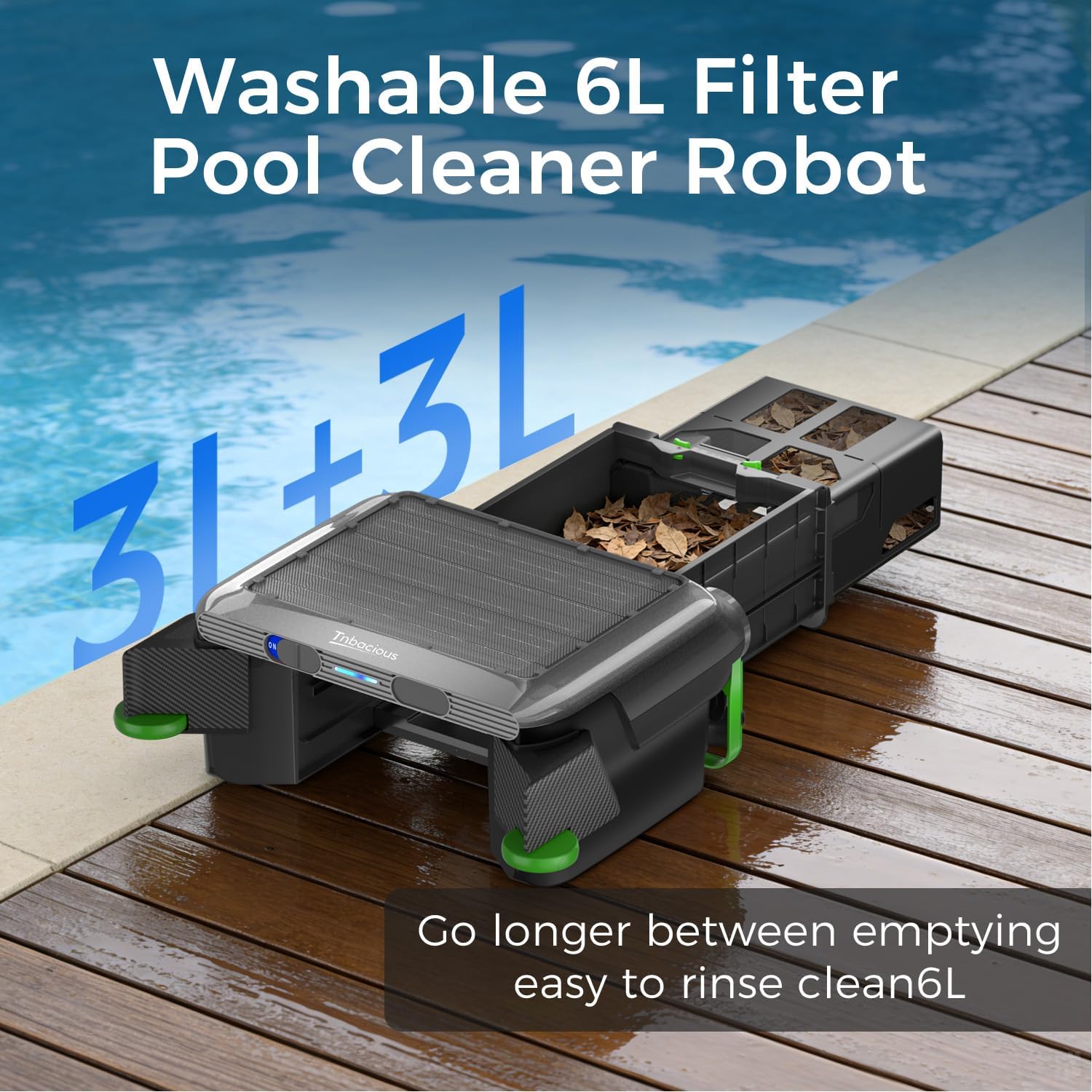 Solar Powered Pool Skimmer Robotic, Automatic Pool Surface Cleaner with APP Support, 24/7 Continuous Cleaning, Dual Charging Modes, Twin Salt Chlorine Tolerant Motors, Ideal for All Swimming Pool