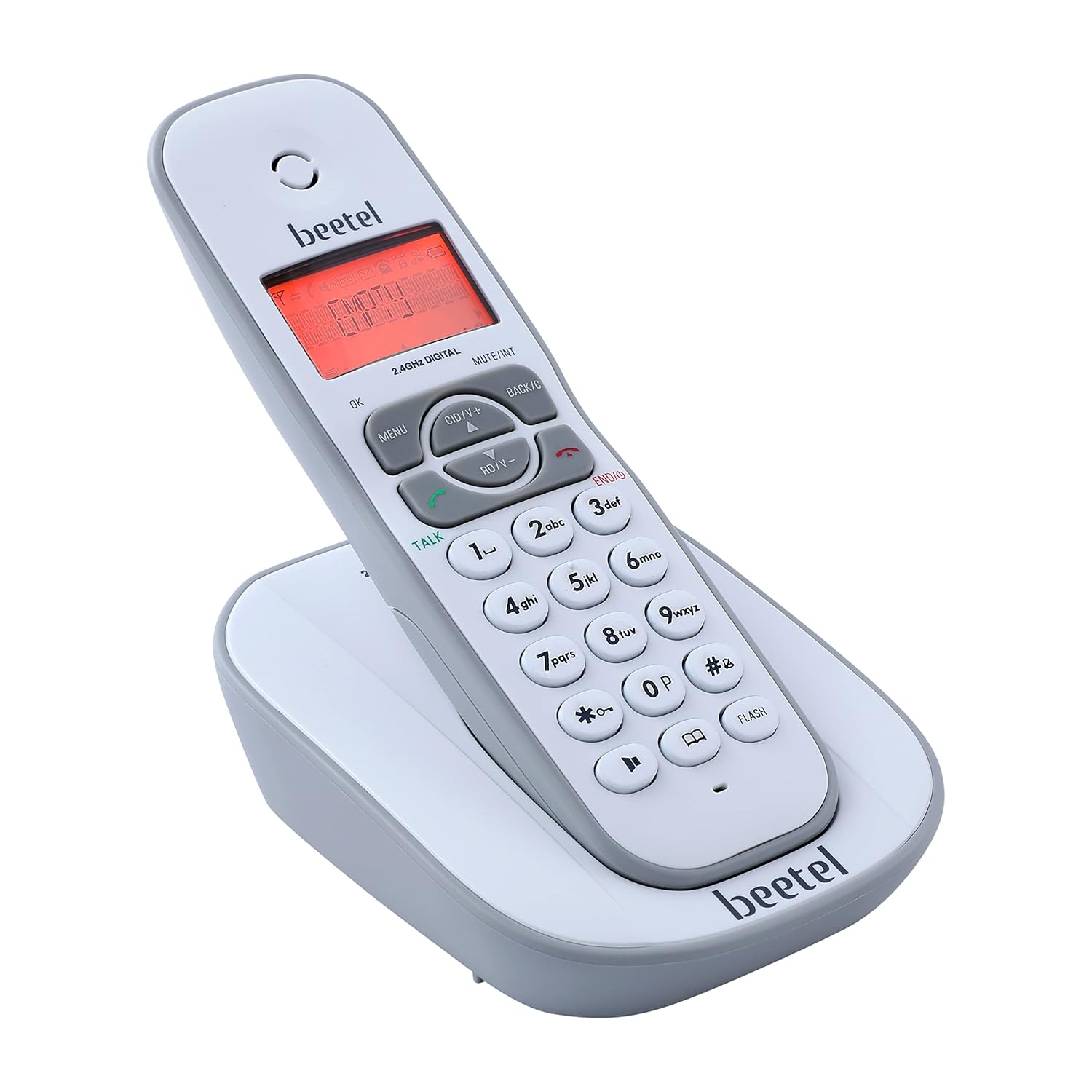 Beetel X73N 2.4Ghz Cordless Landline Phone with Caller ID Display, 2-Way Speaker Phone with Volume Controls, Auto Answer, Alarm Function, Stylish Design (Grey/White)(X73N)