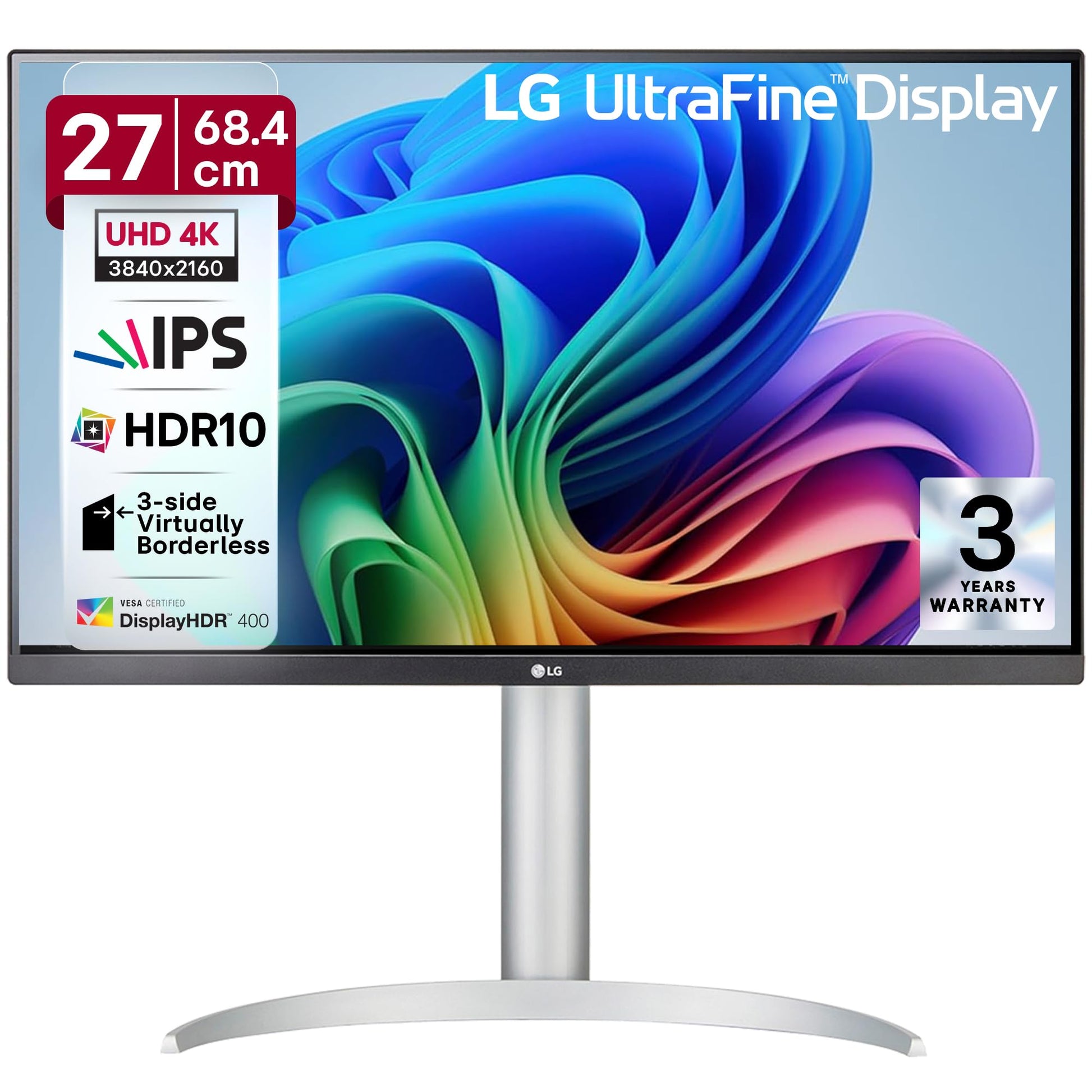 LG 27" (68.58 cm) Ultrafine™ UHD 4K IPS Display (3840x2160), VESA Display, HDR 10, AMD Free sync, DCI-P3 95%, Speaker(5Wx2, 2.0ch), Maxx Audio, 60Hz Refresh Rate, USB Type-C, HDMI - 27UP850N-W
