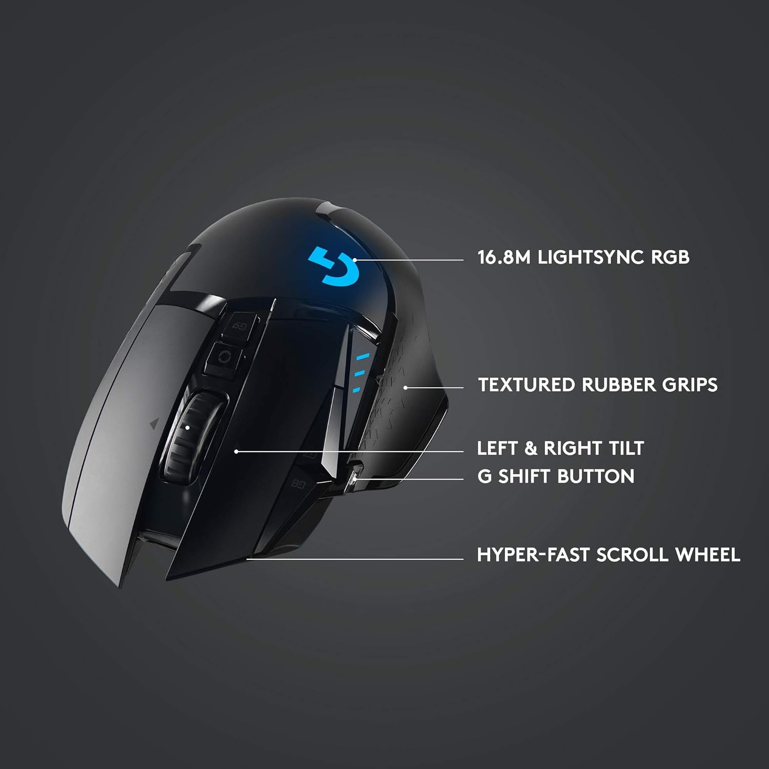 Logitech G502 Lightspeed Wireless Gaming Mouse, Hero 16K Sensor, 16,000 DPI, RGB, Adjustable Weights, 11 Programmable Buttons, Long Battery Life, On-Board Memory, PC/Mac - Black
