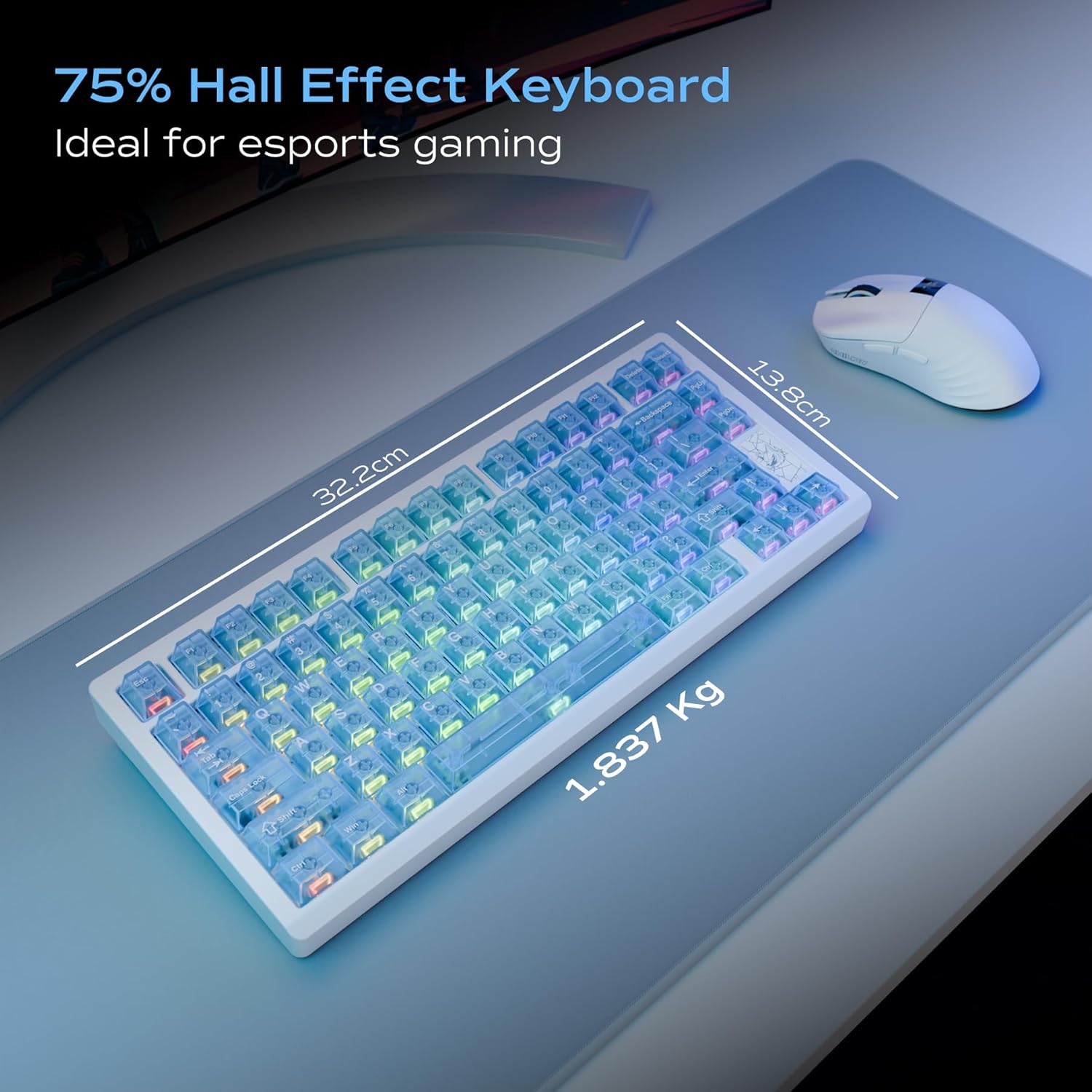 Mechanical Keyboard, Chilkey Slice75 HE Gaming Keyboard Wired, 75% Hall Effect Magnetic Aluminum Keyboard with WS Flux HE Clacky Switch, Rapid Trigger, 8K Polling, Per-Key RGB Custom, PC/Mac Support