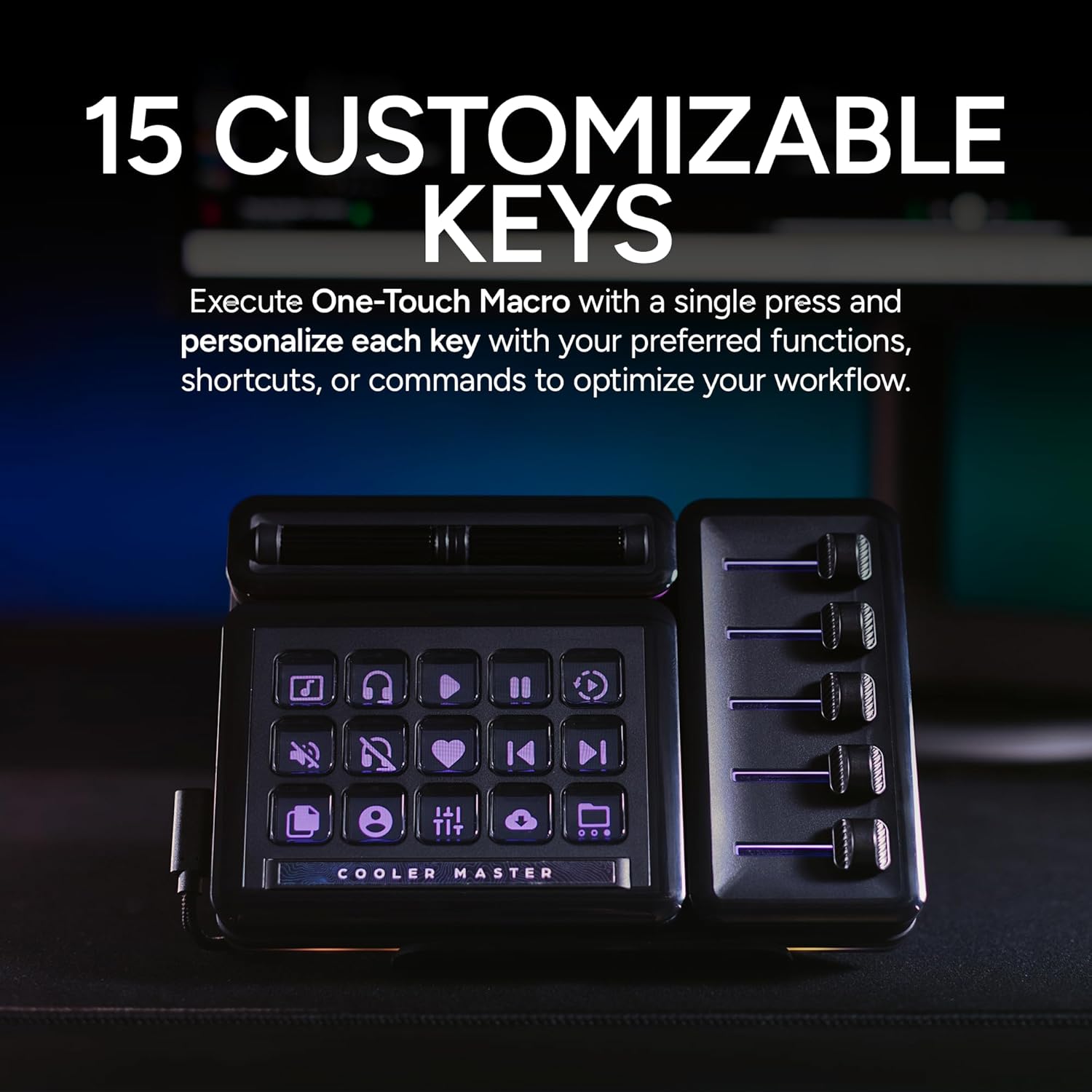 MasterHUB Creator Kit: Fully Modular Allows You to Customize with Base, 15xKeys IPS Display, 2xRoller, and 5xFader Modules - Empowering Your Workflow by Cooler Master