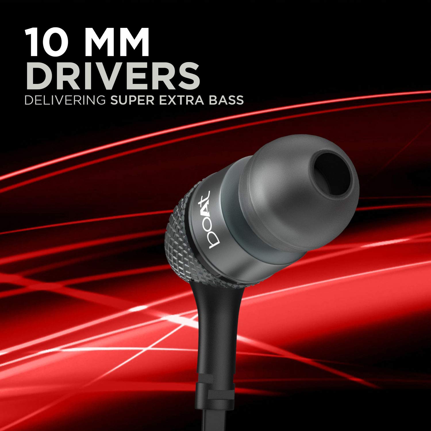 Boat BassHeads 225 in-Ear Super Extra Bass Wired Headphones, with Mic (Black)