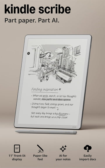 Amazon Kindle Scribe 32GB (newest model) — 11” paper-like display with front light — One notebook to replace them all — Write in notebooks, documents, and books. Includes Premium Pen - Graphite