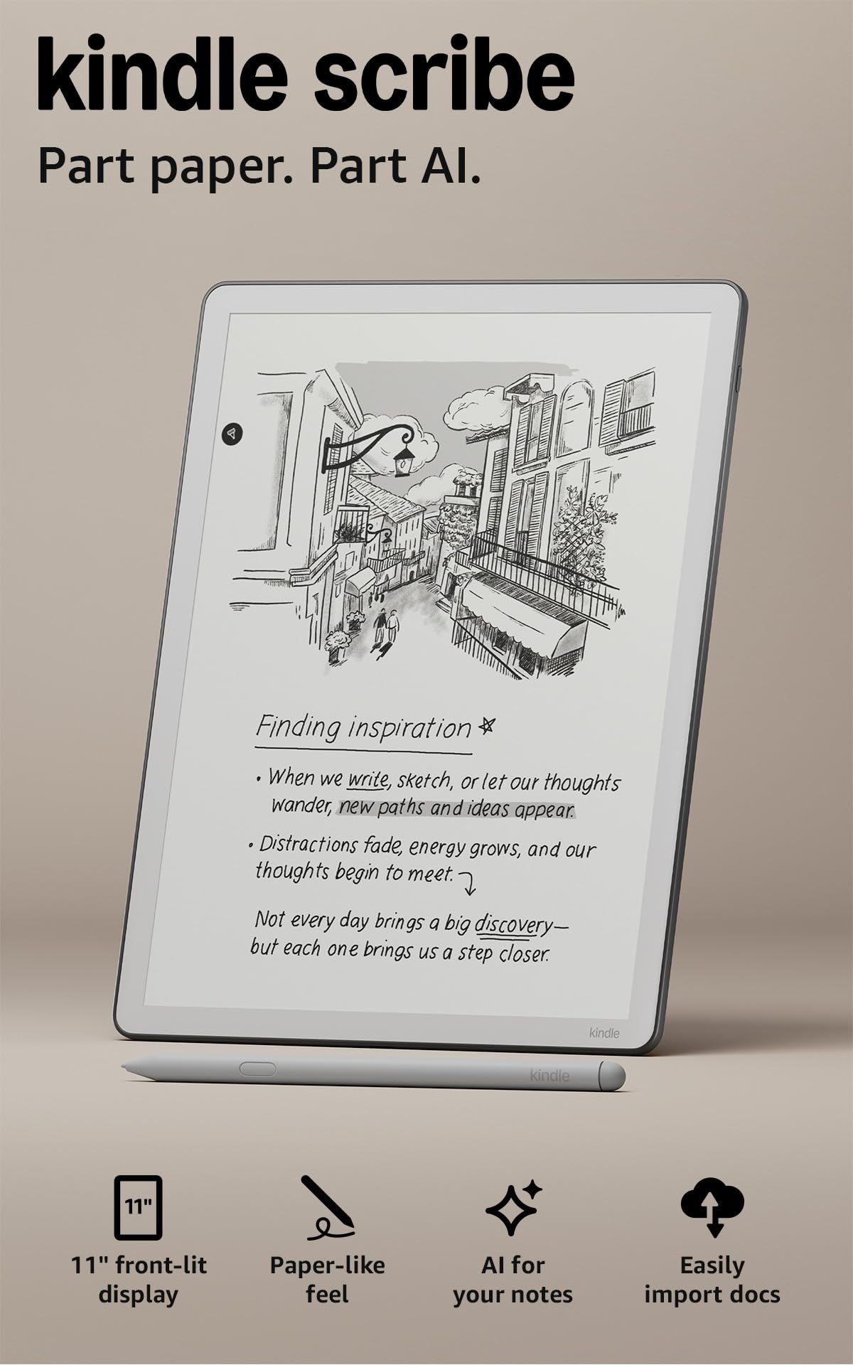 Amazon Kindle Scribe 32GB (newest model) — 11” paper-like display with front light — One notebook to replace them all — Write in notebooks, documents, and books. Includes Premium Pen - Graphite