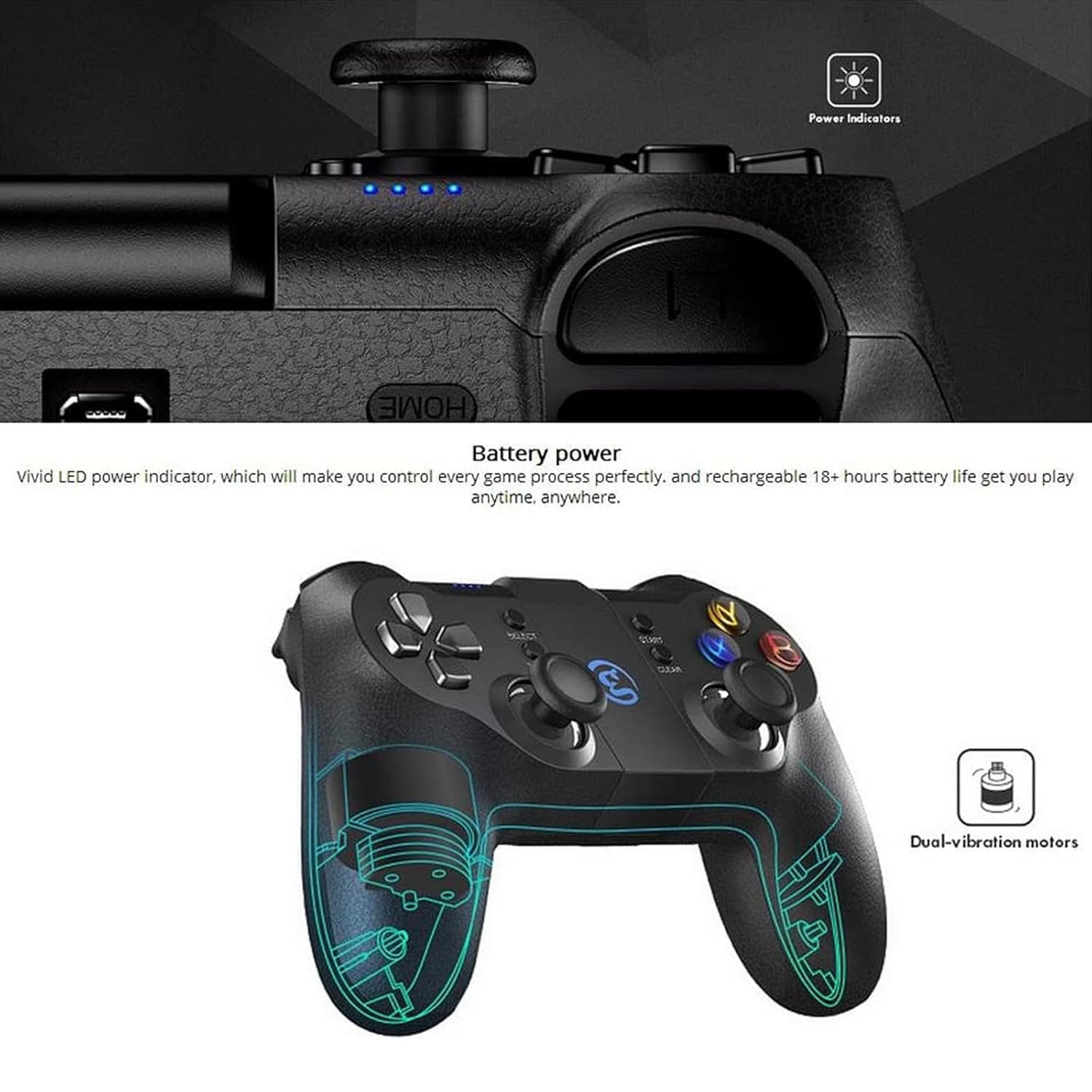 GameSir T1s Enhanced Edition Wireless/Wired Gamepad Game Controller 2.4GHz Bluetooth 4.0 for iOS/Android/PC/PS3 - Black
