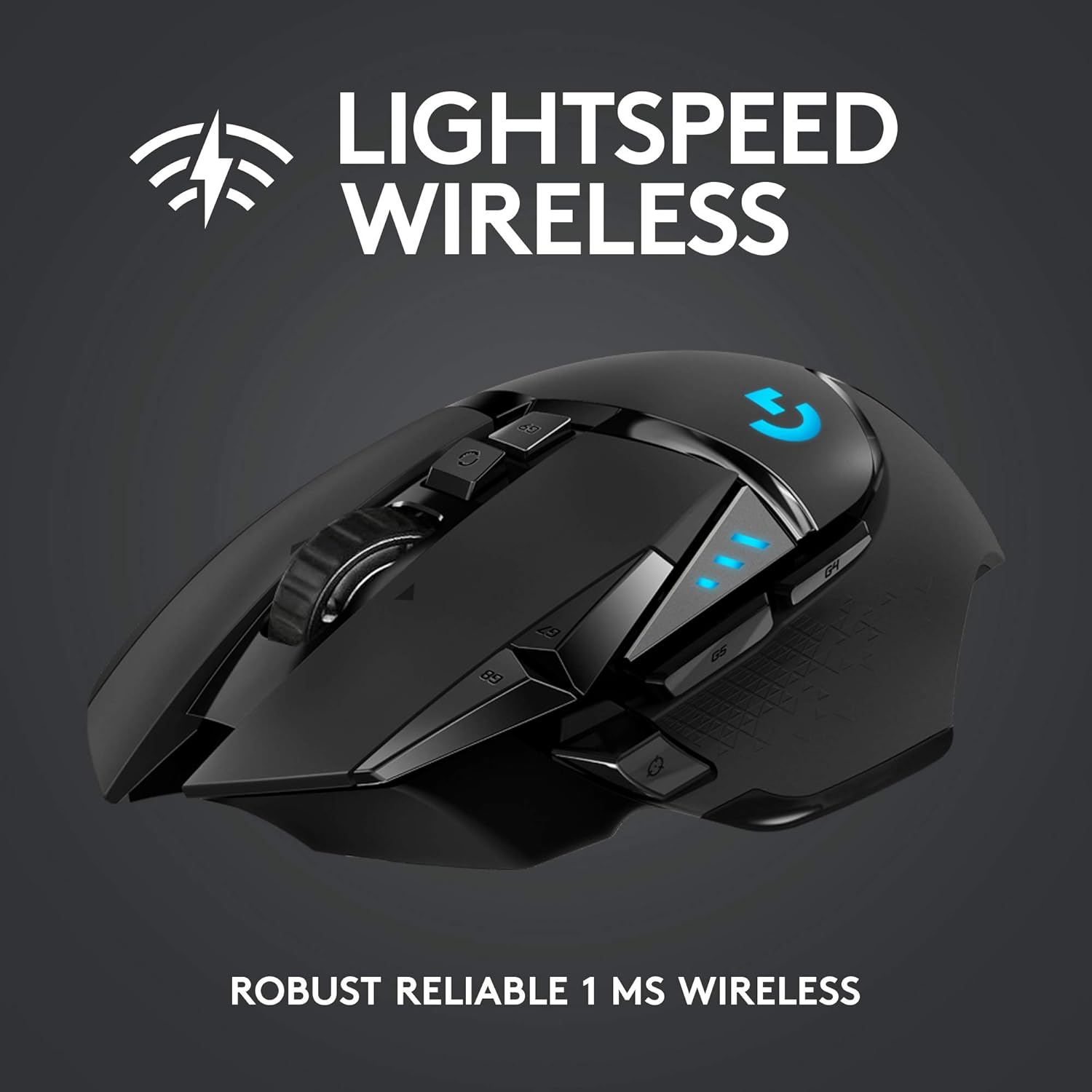 Logitech G502 Lightspeed Wireless Gaming Mouse, Hero 16K Sensor, 16,000 DPI, RGB, Adjustable Weights, 11 Programmable Buttons, Long Battery Life, On-Board Memory, PC/Mac - Black