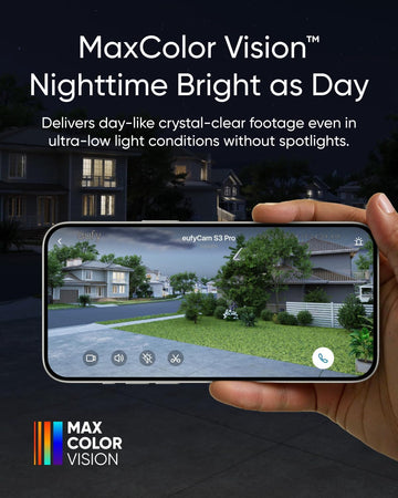 eufy Security eufyCam S3 Pro Add-on Cam, Solar Camera Outdoor Wireless, MaxColor Night Vision, 4K Security Camera with Solar Panel, Face Recognition AI, Built-in 16GB, No Monthly Fee