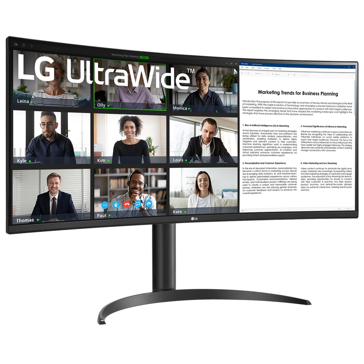 LG 34WR55QK 86.42 cm (34 Inch) 21:9 UltraWide WQHD (3440x1440) Curved Monitor(1800R), sRGB 99%(Typ.), HDR10, Anti-Glare, HDMI X 2, DP, USB-C (PD 65W), HP Out, PBP, Tilt/Height Adjustable Stand (Black)