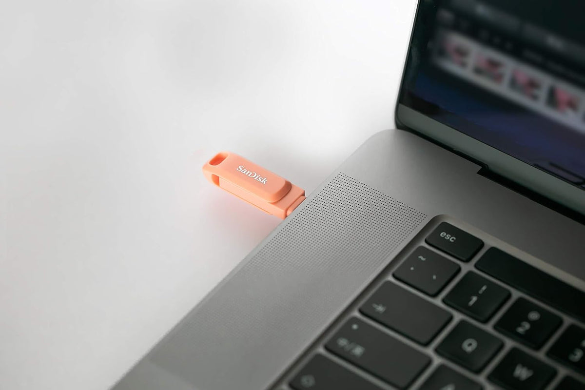 SanDisk Ultra Dual Drive Go USB 3.0 Type C Flash Drive, Peach, 128GB, 5Y
