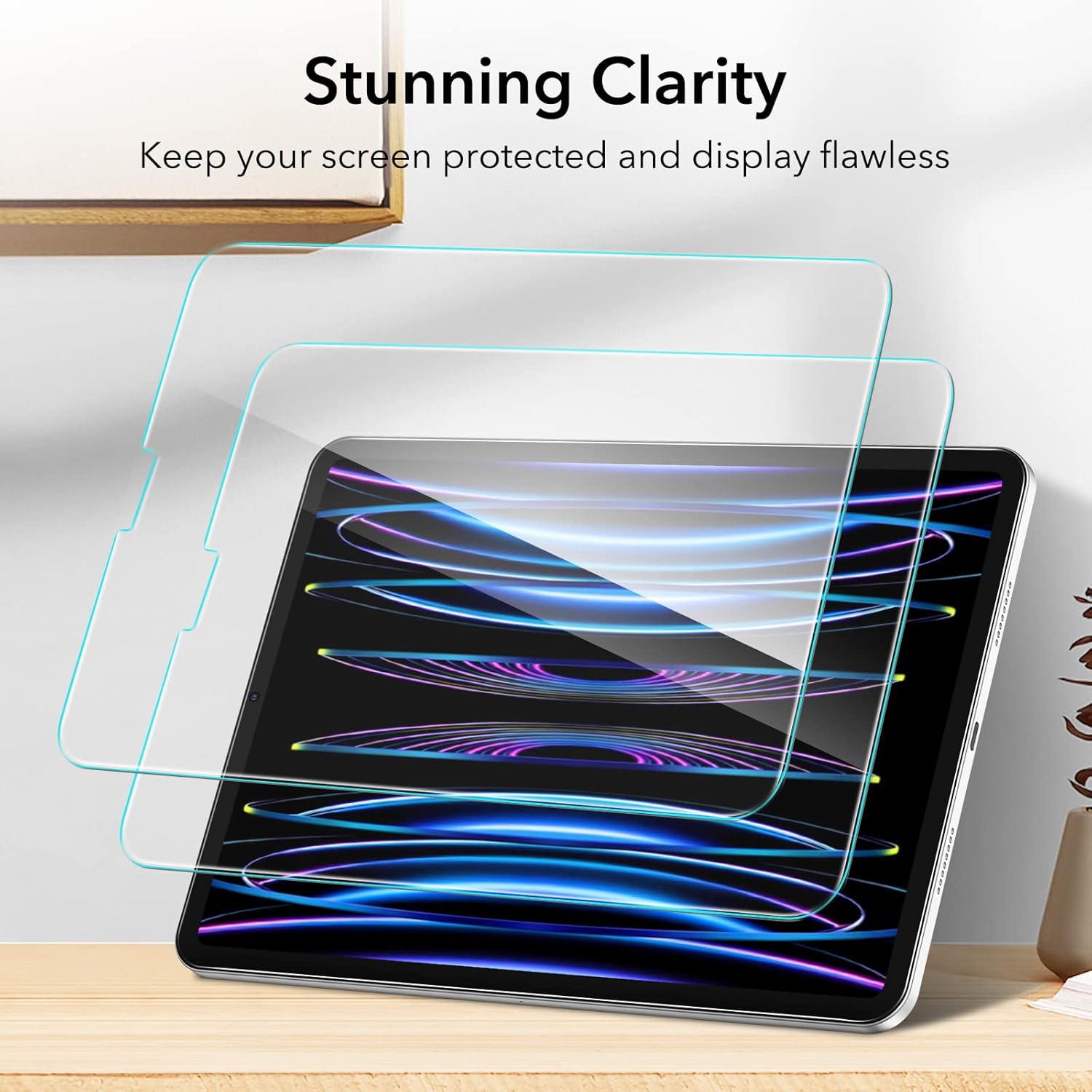 ESR 2 Pack Screen Protector for iPad Air 5th/4th Generation (2022/2020)，iPad Pro 11 Inch (2022/2021/2020/2018) Screen Protector, Tempered-Glass Film with Alignment Frame, Anti-Scratch, HD Clarity
