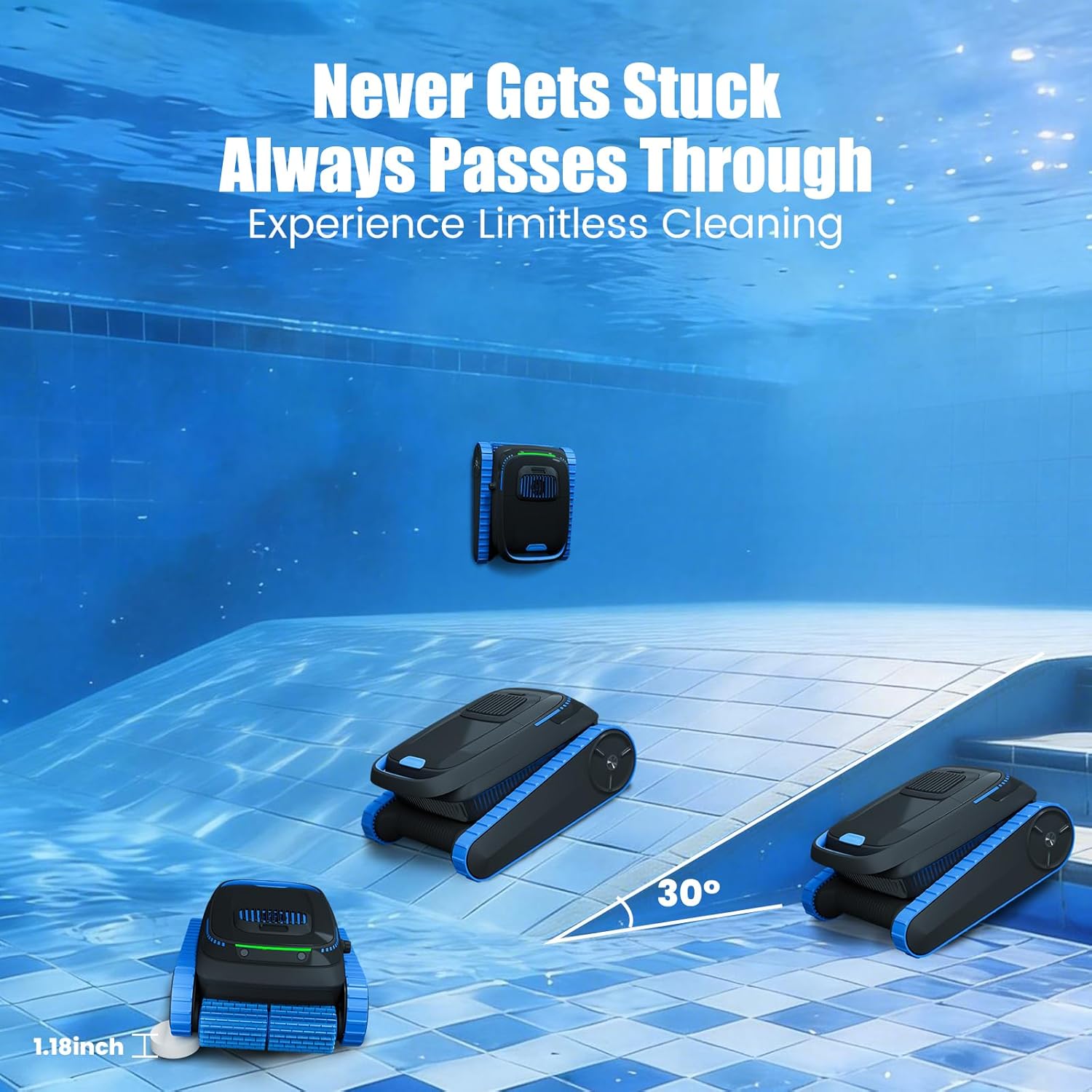PC20 Automatic Robotic Pool Cleaner, Cordless Pool Vacuum Robot for Inground & Above Ground Pools, Smart Navigation, Self-Parking, 5000GPH Suction, Cleans Floor, Wall & Waterline