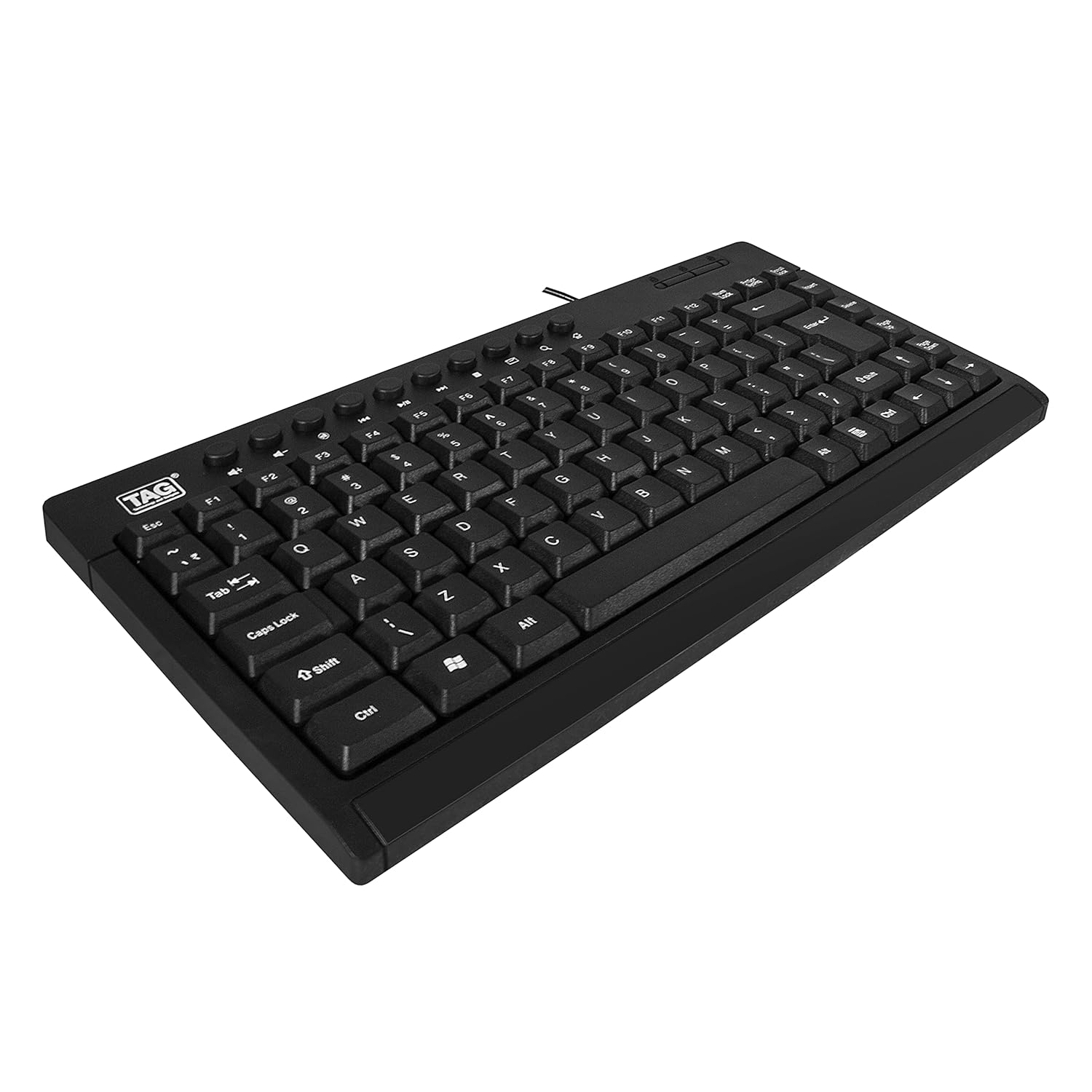 TAG Blaze Mini USB Wired Membrane TenKeyLess Keyboard | 95 Keys with Dedicated Media Control Buttons | Compact Design | Sleek and Slim | Silent Performance | Plug and Play for PC, Laptop, Mac (Black)