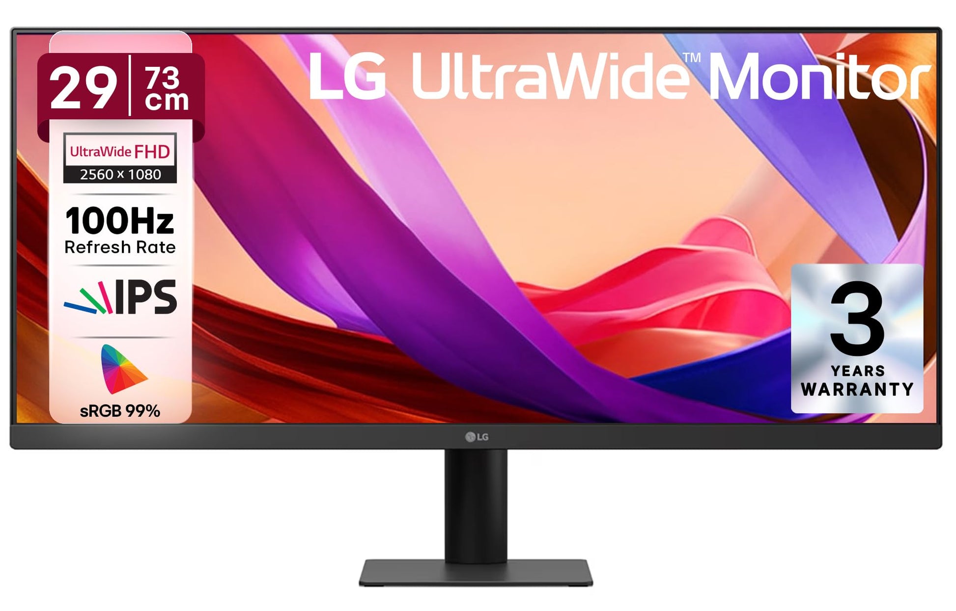 LG UltraWide 29 inch (73 cm) IPS FHD, Color Calibrated, 100Hz, 7W x 2 Inbuilt Speaker, USB-C, Display Port, HDMI, White Color-29WQ600