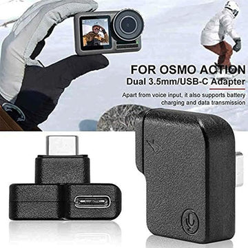 CYNOVA Osmo Action Dual 3.5mm USB-C Adapter Charging and Data Transferring, Audio Adapter Vlogging Accessories for OSMO Action Camera - Made for Osmo Action with Authorization