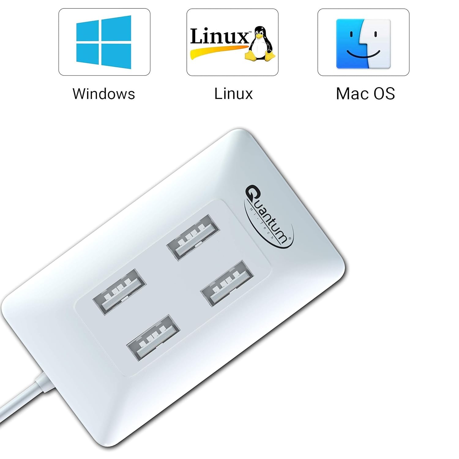 Quantum QHM6633 4-Port Hi-Speed USB Hub (Multicolor)