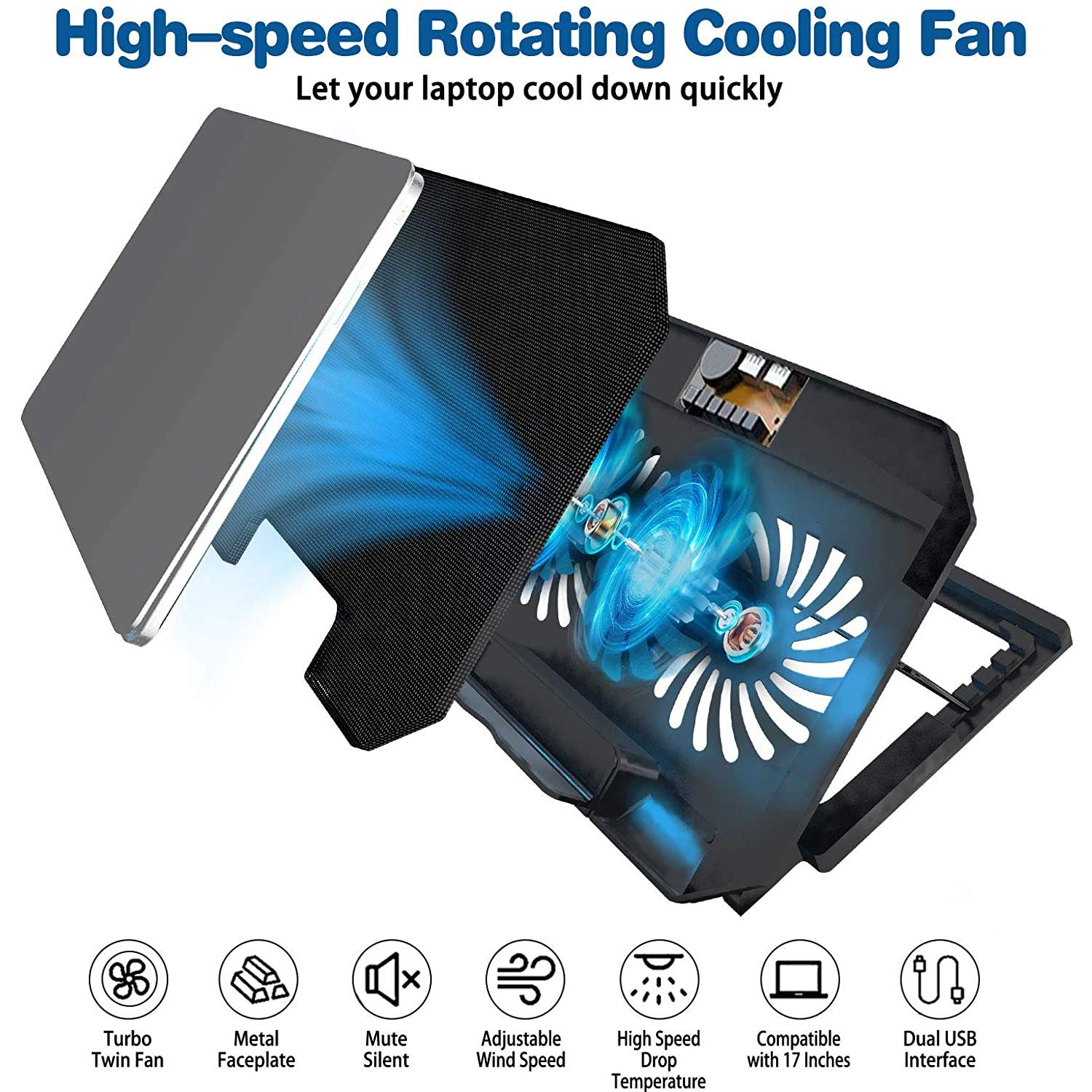 Zinq Technologies Zinq Cool Slate Dual Fan Cooling Pad for Notebook/Laptop with Dual USB Port(Black)