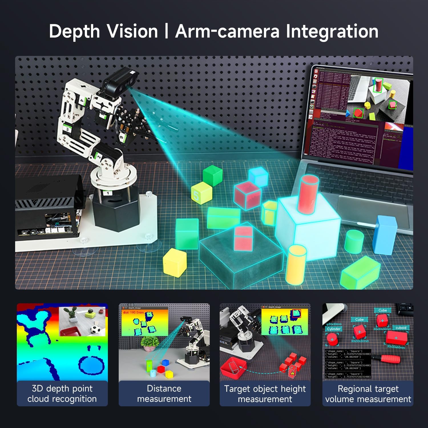 Yahboom Jetson Orin NX Super 16GB 157Tops Robotic Arm 3D Recognition Scanning, Depth Camera Visual AI with Display Supports AI Voice Interaction