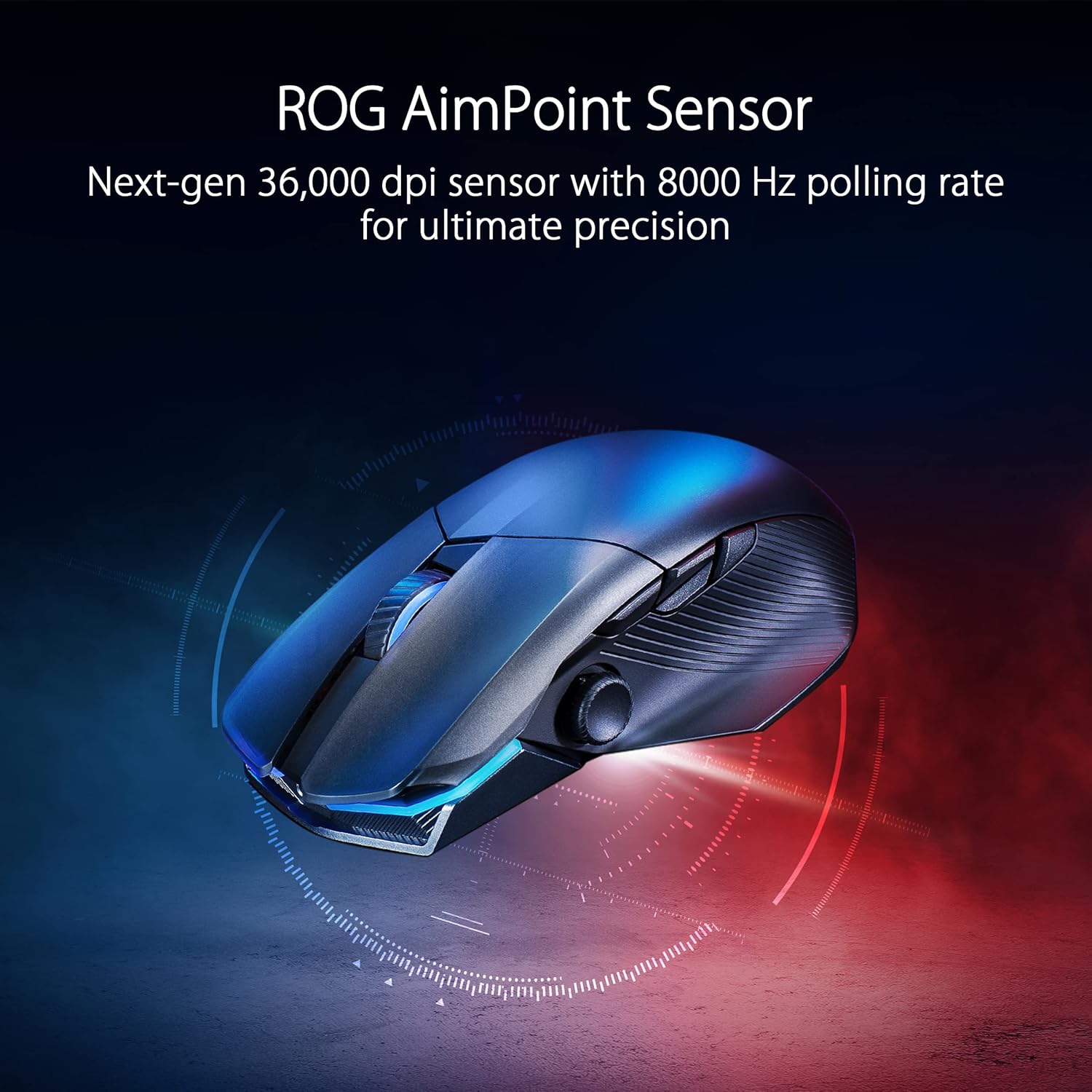 Asus ROG Chakram X Origin Gaming Mouse, Tri-Mode connectivity (2.4GHz RF, Bluetooth, Wired), 36000 DPI Sensor, 11 programmable Buttons, Detachable Joystick, Paracord Cable, Black