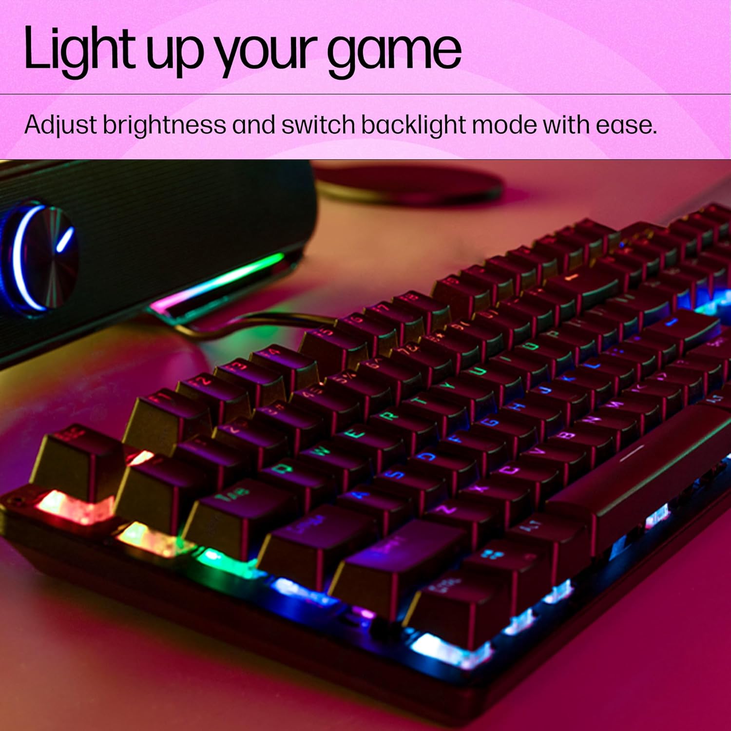HP GK320 Wired Full Size RGB Backlight Mechanical Gaming Keyboard, 4 LED Indicators, Mechanical Switches, Double Injection Key Caps, and Windows Lock Key, 3 Years Warranty