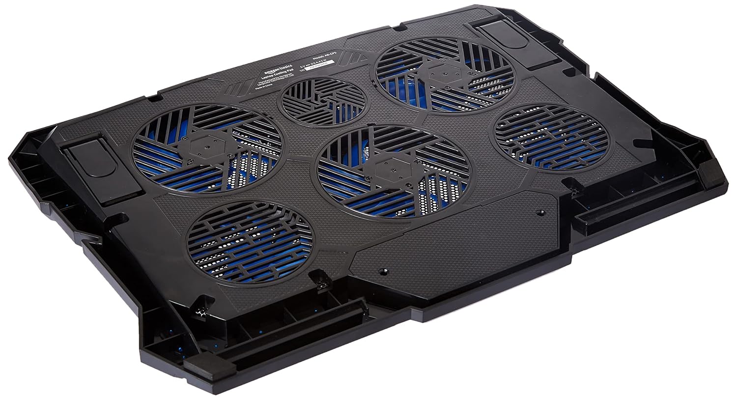 Amazon Basics Laptop Cooling Pad with LED Lighting Effect | USB Powered Gaming Laptop Cooler Stand | Quiet 6 Fans with 2-Level Height Adjustment| Slim Chill Mat for 10 to 17-Inch Laptops(AB-CP1_BLACK)