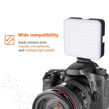 Amazon Basics Rechargeable Selfie Light | 100 LED Beads |Laptop & Makeup Light| Use with Cameras, Computers and Selfie Sticks