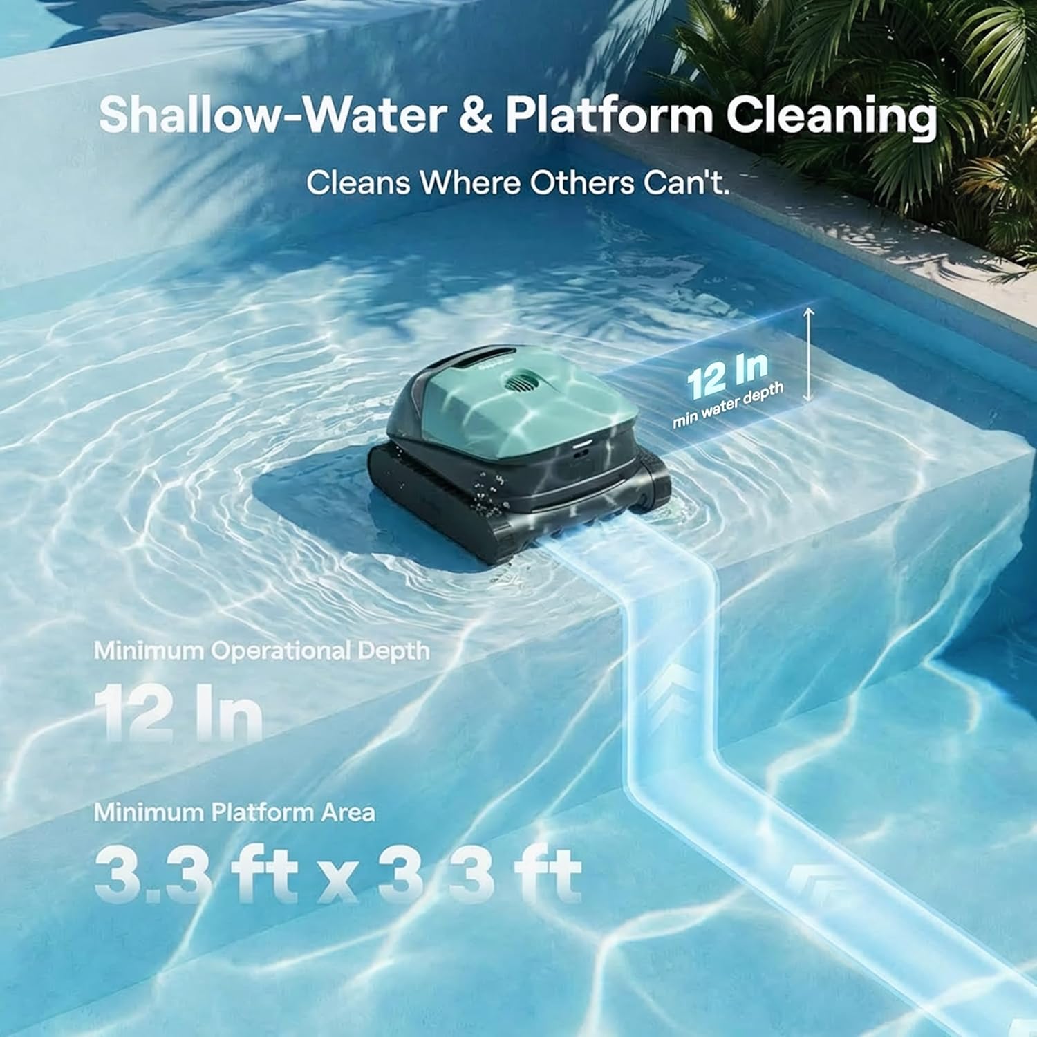 Beatbot Sora 10 Cordless Pool Vacuum Robot for Inground & Above Ground Pools, 6800 GPH Suction, Floor/Wall/Waterline/Shallow Area Cleaning, Waterline Parking, 300 Mins Runtime, Mint Green