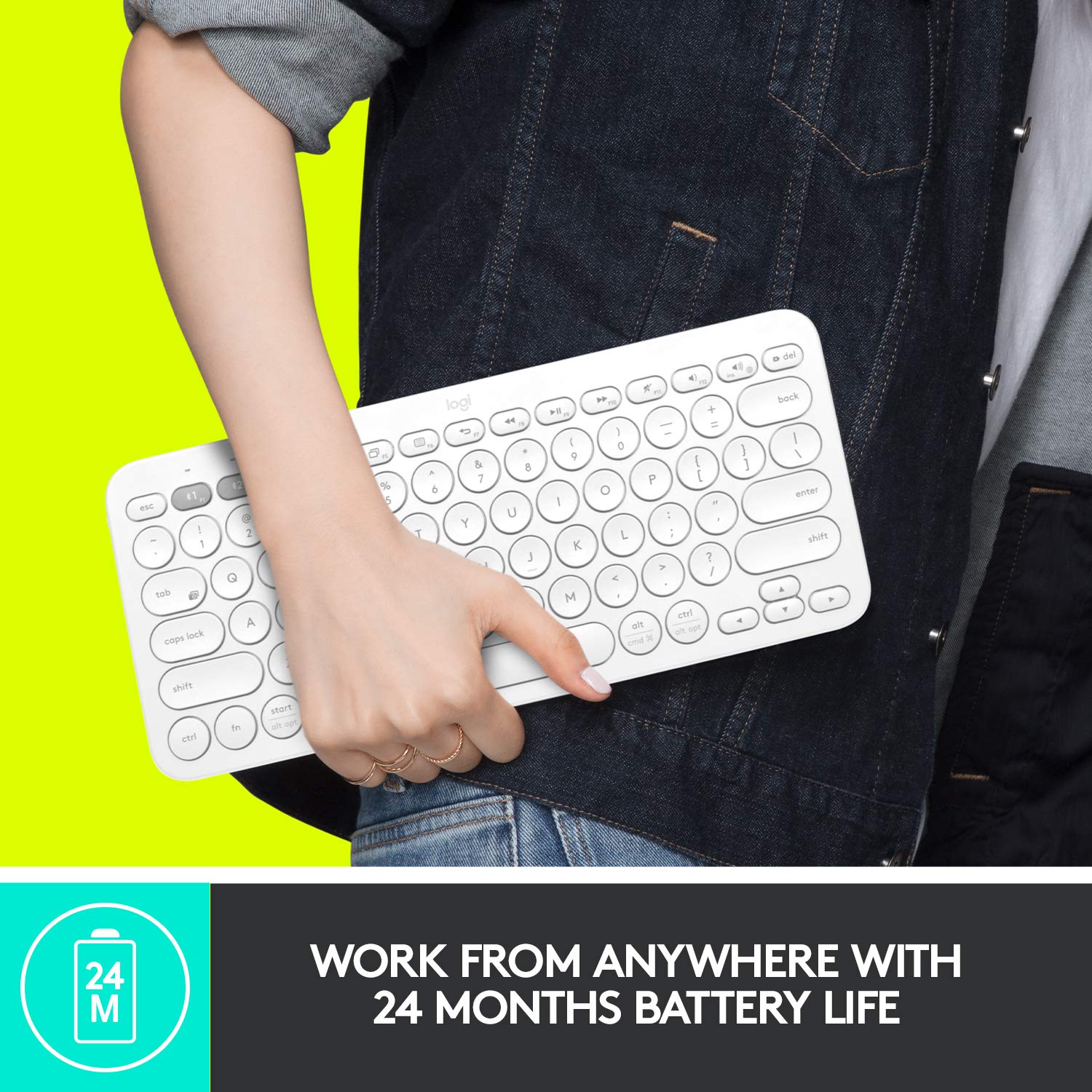 Logitech K380 Wireless Multi-Device Bluetooth Keyboard for Windows, Apple iOS, Apple Tv, Android Or Chrome, for Pc/Mac/Laptop/Smartphone/Tablet(Off White)