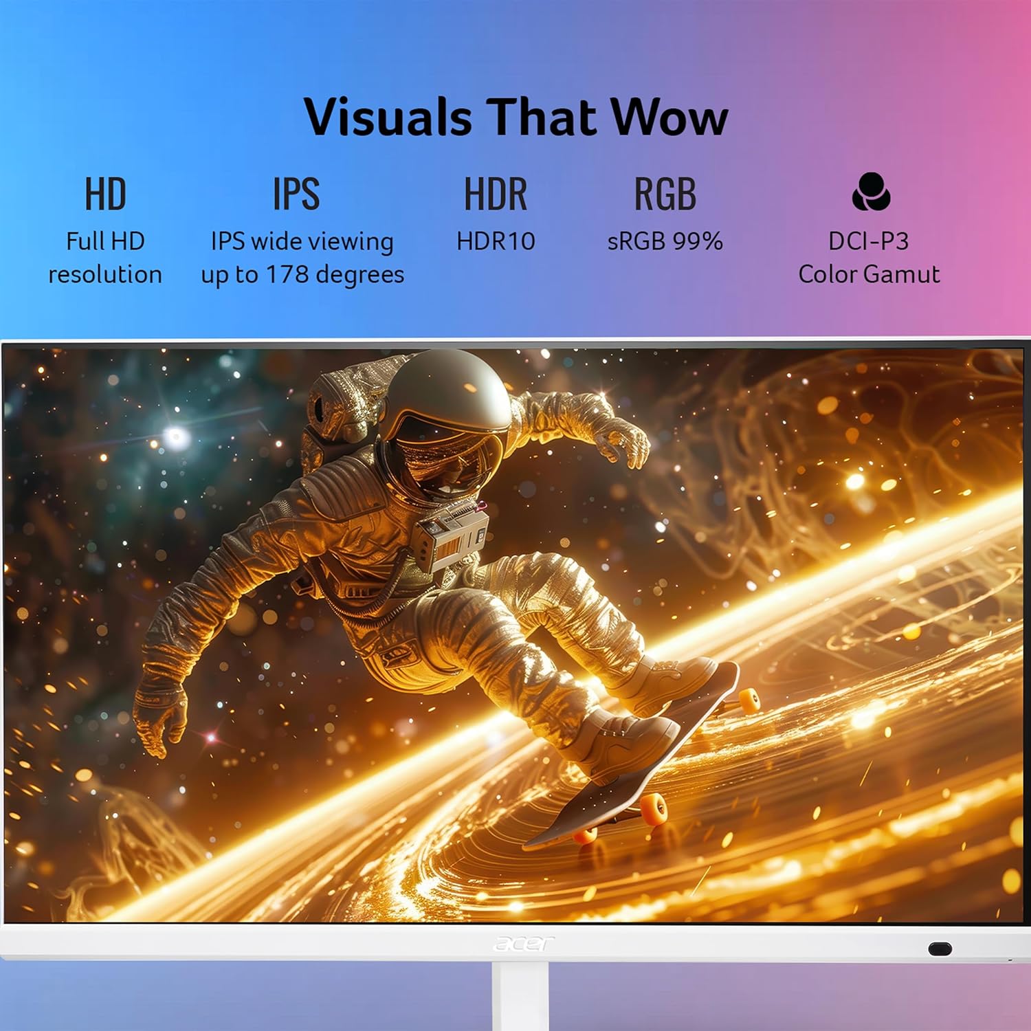 acer CS242Y 23.8 Inch Smart Full HD IPS Backit LED Monitor with WebOS I iOT Device I Airplay, Miracast, Wireless Mirroring, Bluetooth Support I HDR10 I Ergo Stand I Remote Control I Stereo Speakers