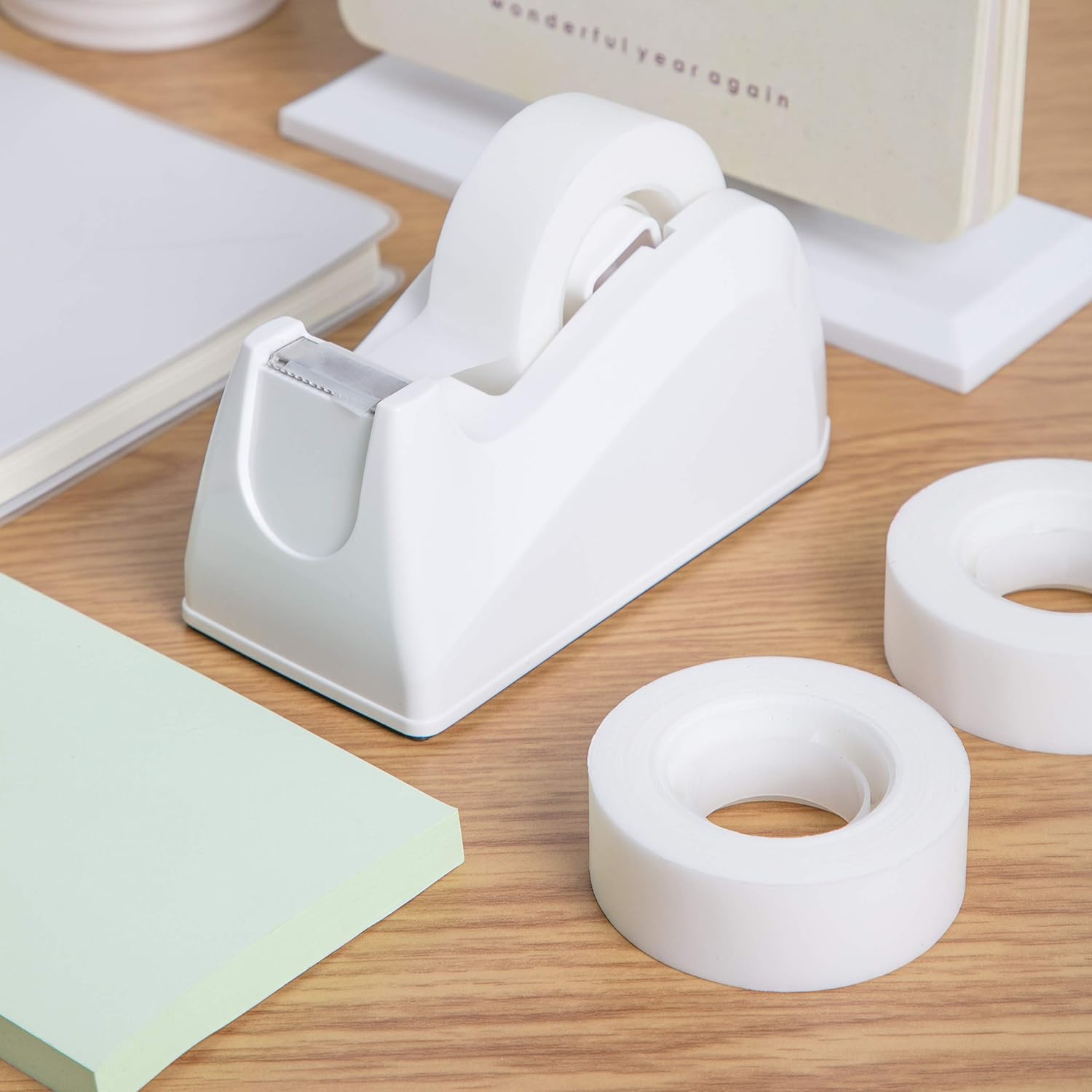 AmazonBasics Tape with Dispenser, 1" Core, Clear, 3/4"W x 1296", 16 Rolls/Pack