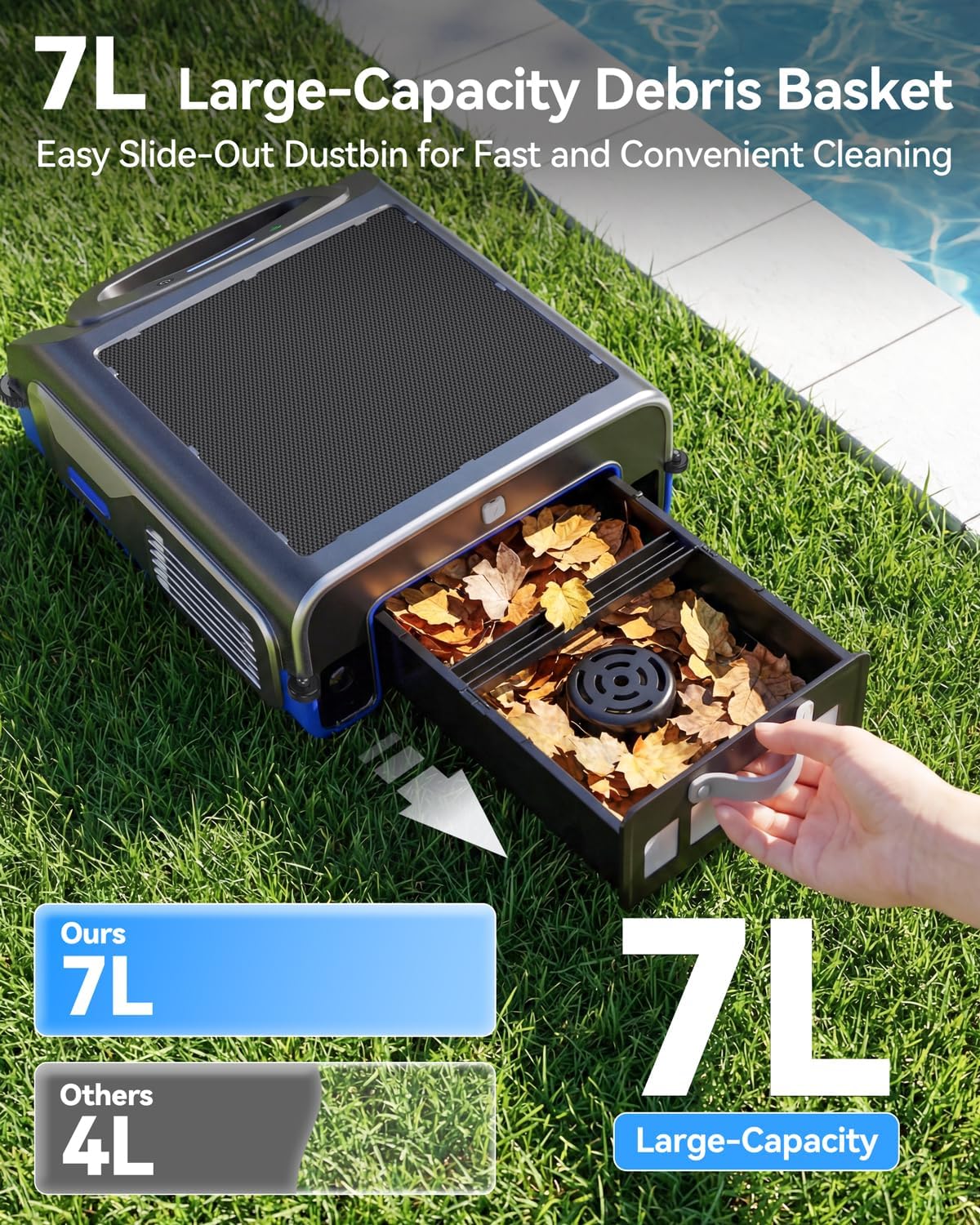 2026 New V1T Solar Pool Skimmer, Robotic Pool Surface Skimmer Cleaner with App Control -24/7 Continuous Cleaning Smart Obstacle Avoidance Dual Charging Options Ideal for Above Ground Pool