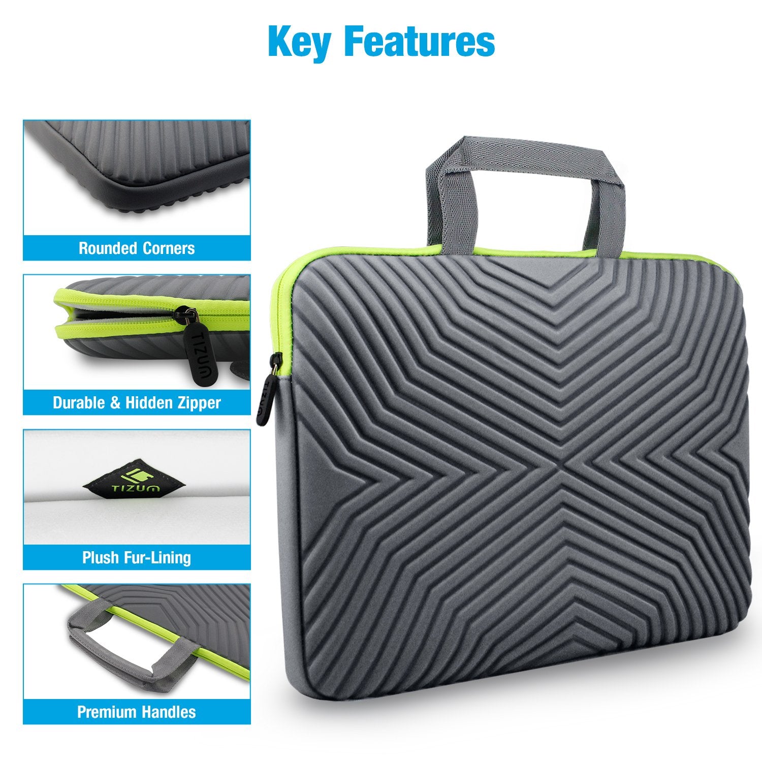 Tizum Laptop Bag Sleeve Case Cover for 15/15.6-Inch Laptop MacBook Designer Neoprene (Grey)