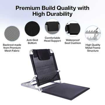 FOVERA Adjustable Hospital Back Rest for Use on Bed, Back Support for Patient at Home, Multifunction, Large Size, 5 Changeable Recline Angles, Foldable & Portable