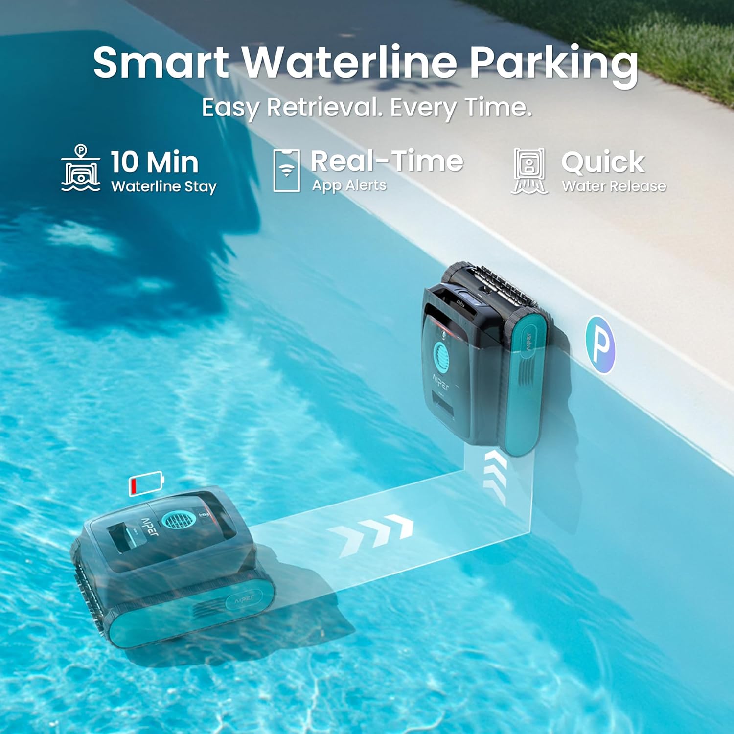 AIPER Scuba V3 AI Vision Cordless Robotic Pool Cleaner, 10x Faster Pool Cleaning with AI Patrol, 24/7 Auto Cleaning, Smart Waterline Parking & Multi-Layer Filtration, Blue