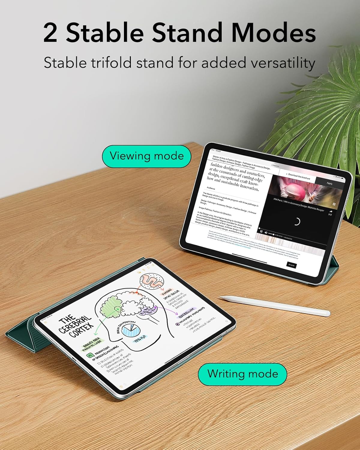 ESR for iPad Pro 11 inch Case M4 Cover (2024, 5th Gen), Powerful Magnetic, Slim Trifold Stand Case, Supports Pencil Pro and Pencil (USB-C), Auto Wake/Sleep, Durable Protection, Rebound Series, Green