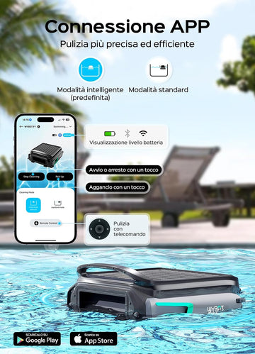 WYBOT F1 Pool Skimmer Robot with Solar & Battery, Cleans the Water Surface Automatically, Controllable via App, 24H Operation, For All Pool Types - Your Wireless Pool Robot, Olive Green