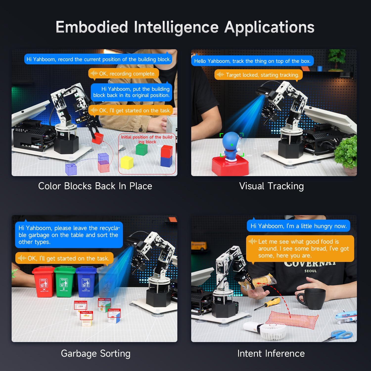 Yahboom Jetson Orin NX Super 16GB 157Tops Robotic Arm 3D Recognition Scanning, Depth Camera Visual AI with Display Supports AI Voice Interaction