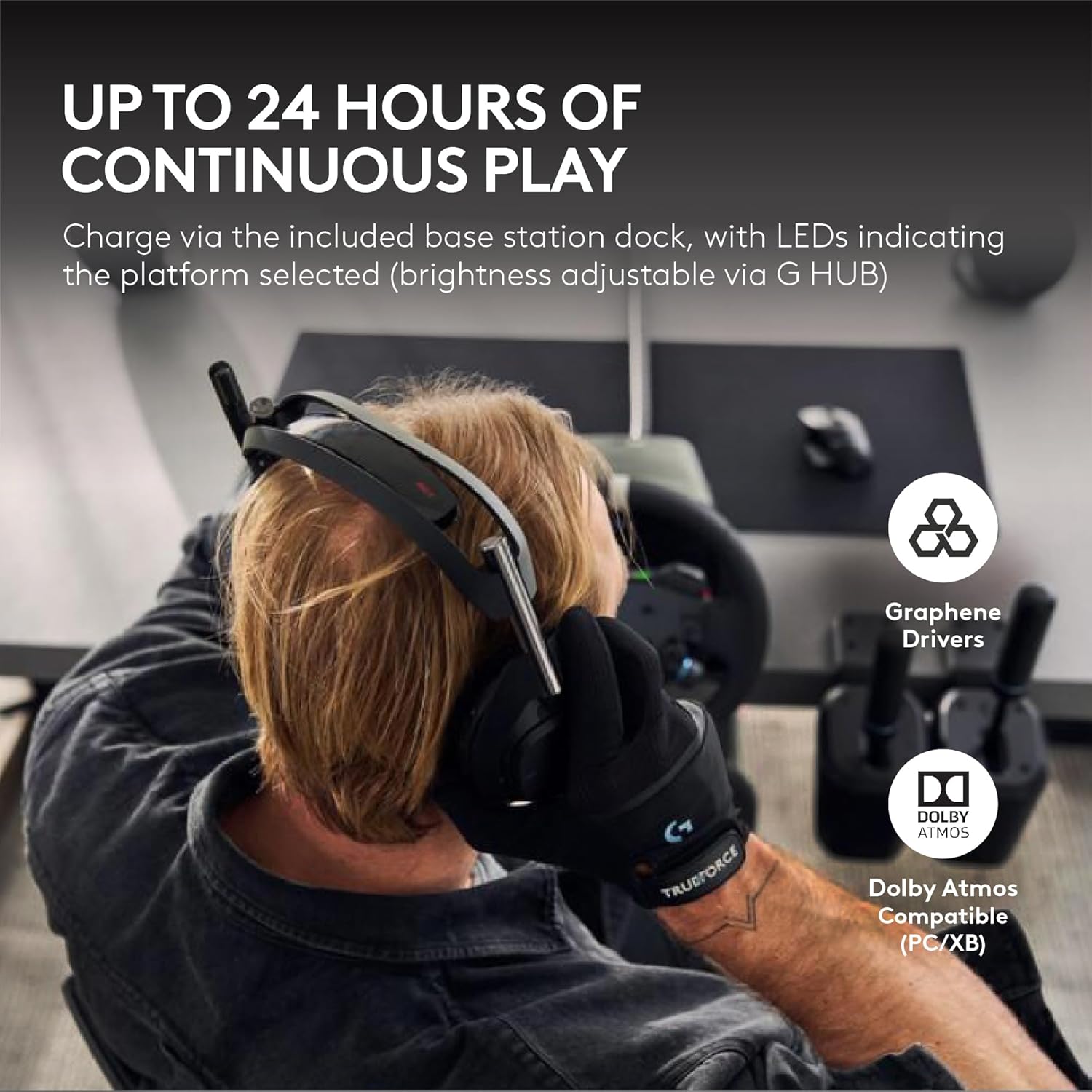 Logitech G Astro A50 X Omni-Platform Wireless Gaming Headset + Base Station for PS5, Xbox, PC: PLAYSYNC Video & Audio Switcher, HDMI 2.1 4K 120Hz VRR, <24 bit/48 kHz, 24hr Battery, 2.4GHz & BT - Black