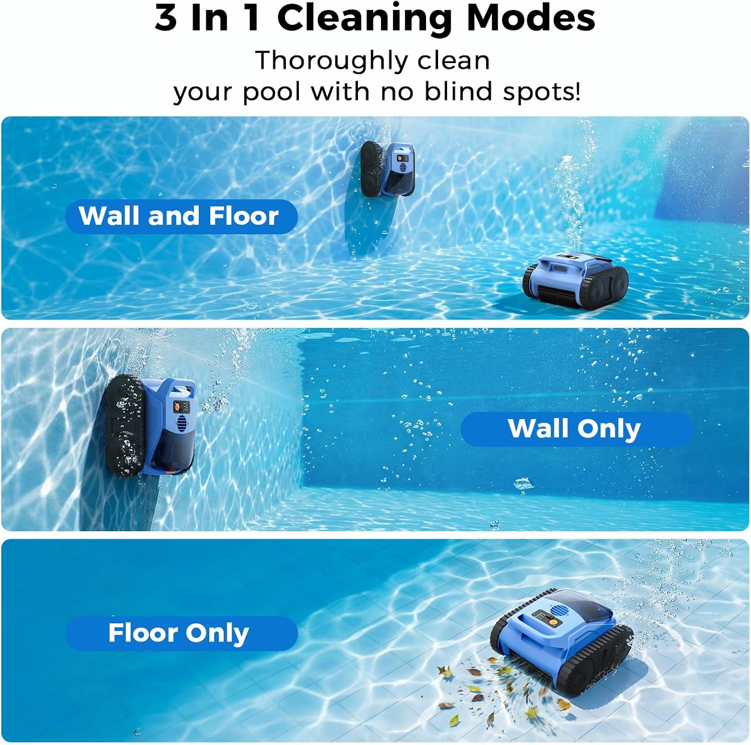 Cordless Robotic Pool Cleaner,Automatic Robotic Pool Vacuum for Inground Pools,Spa Pool Robot Cleaning up to 2150 Sq.ft for Floor,Wall Climbing,Waterline,4800GPH Suction,180min Battery Life