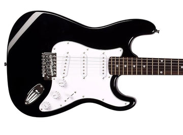 JUAREZ Jrz-St01 6-String Linden Wood Electric Guitar, Right Handed, Black, With Case/Bag And Picks