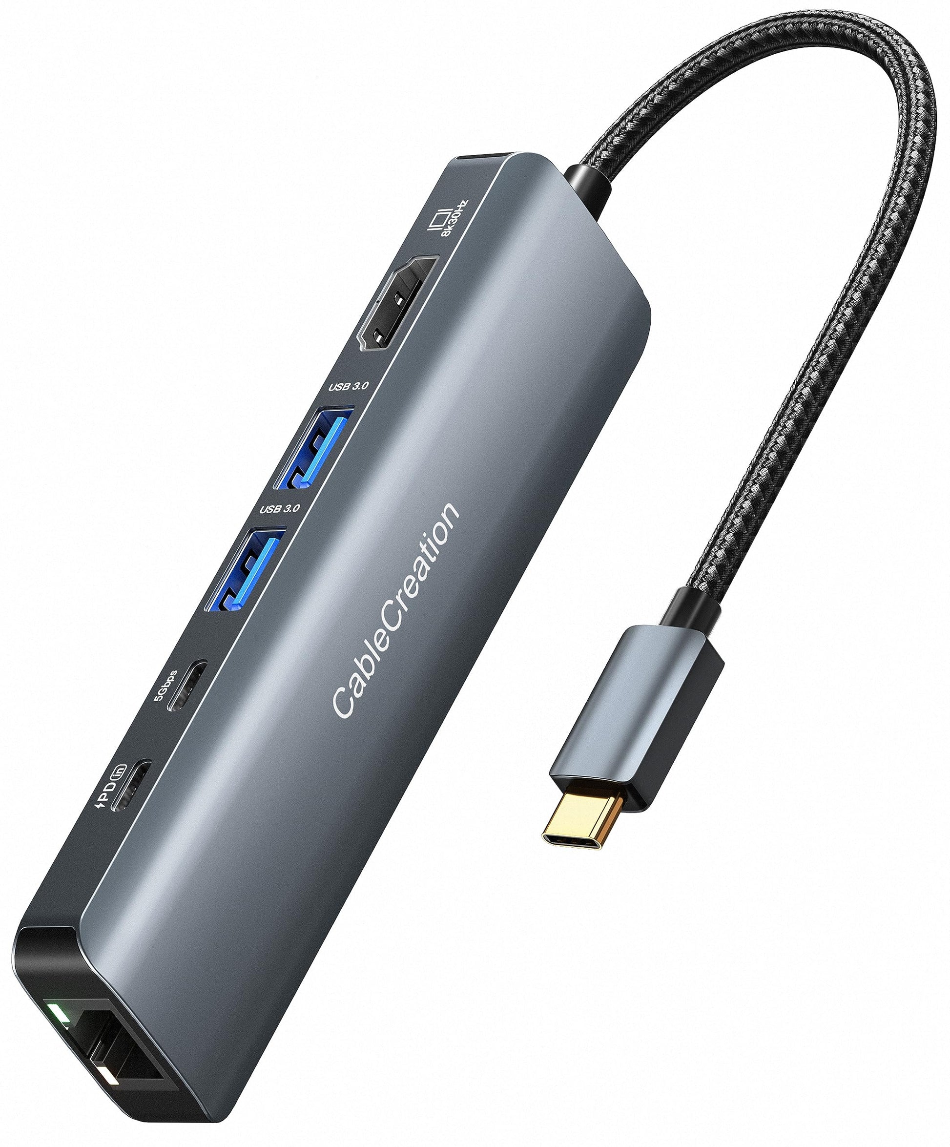 CableCreation USB C Hub Multiport Adapter, 5-in-1 USB C Adapter Aluminum Shell with 4K USB C to HDMI, Ethernet Port, 3 USB 3.0 Ports for MacBook Pro/Air 2020/2019, iPad Pro 2020, iPhone 15 Pro Max