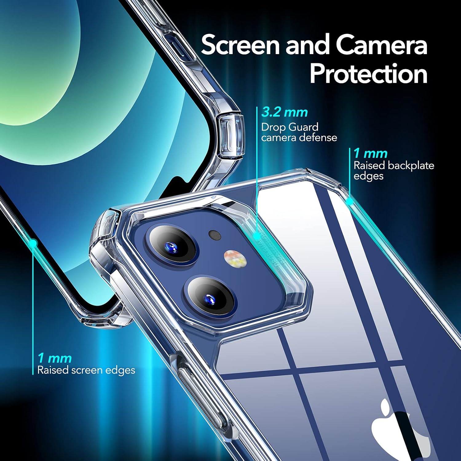 ESR Air Armor Compatible with iPhone 12/12 Pro Case,Military-Grade Drop Protection, TPU, Shock-Absorbing Corners, Anti-Yellowing Hard TPU Back, Scratch Resistant, Clear