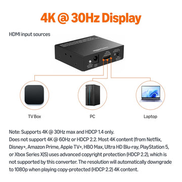 AmazonBasics 4K HDMI to HDMI and Audio (RCA Stereo or Spdif) Extractor Converter (Supports Apple TV, Fire TV and Blue-Ray Players)