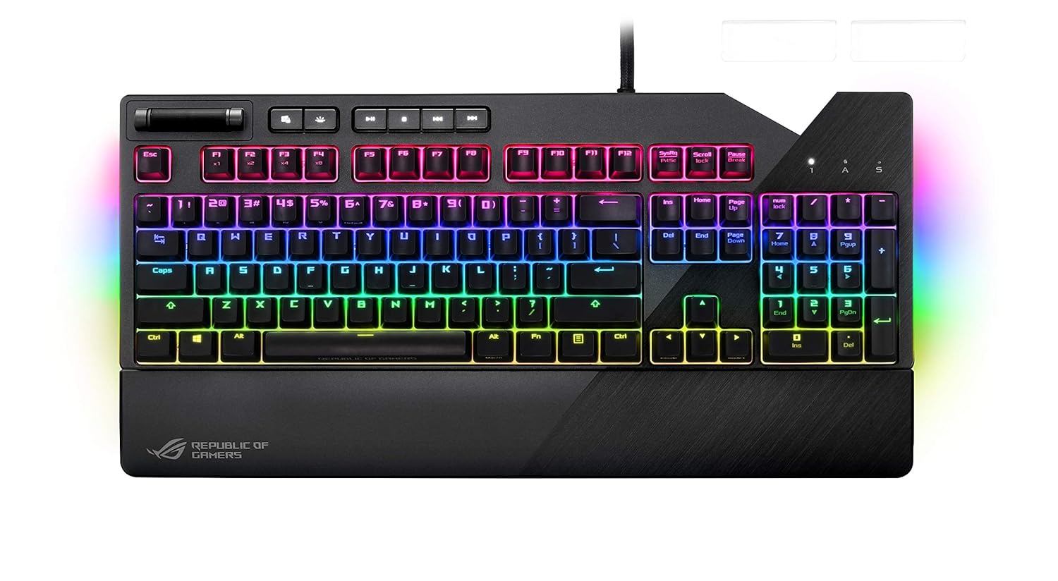 ASUS ROG Strix Flare (Cherry MX Red) Aura Sync RGB Mechanical Gaming Keyboard with Switches, Customizable Badge, USB Pass Through and Media Controls
