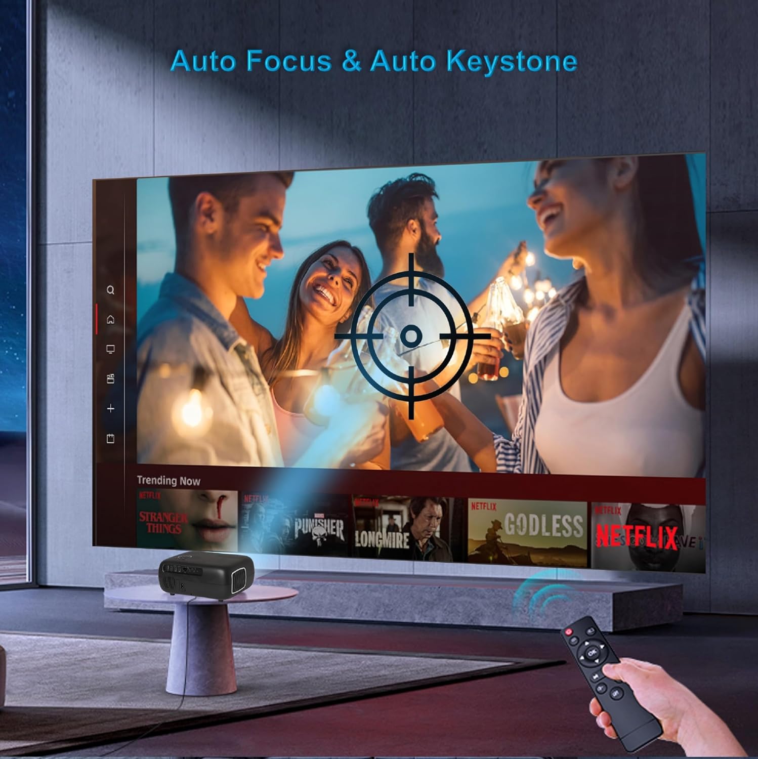 E Gate K9 Pro-Max 6X, Automatic Android Projector | 600 ISO Lumens & 1200fc | Full HD 1080p Native | Auto (Focus + Keystone) | Netflix, Prime etc | 2 HDMI, 2 USB, Dual WiFi & BT | Egate