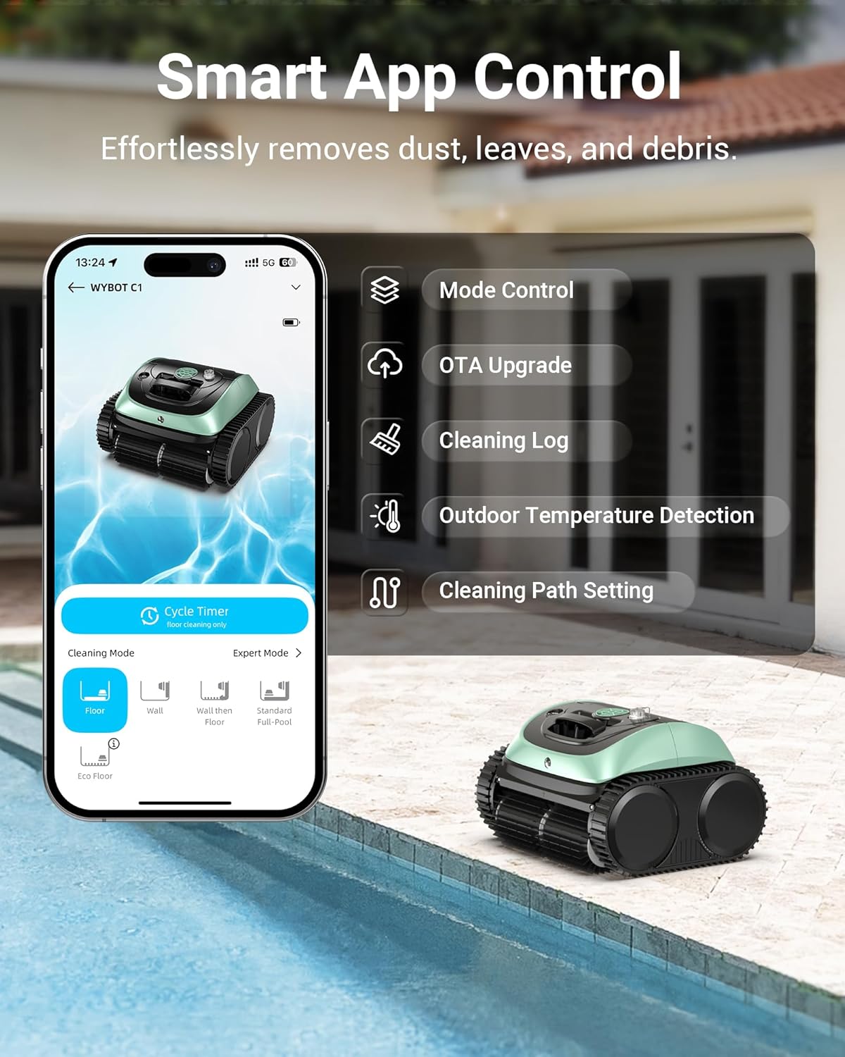 Pool Vacuum for Inground Pools, 4-in-1 Cordless Robotic Pool Cleaner for Above Ground Pools,Triple-Motors,Wall & Waterline Cleaning, App Support, OTA Upgrade up to 1,614 Sq.ft (Black Green)