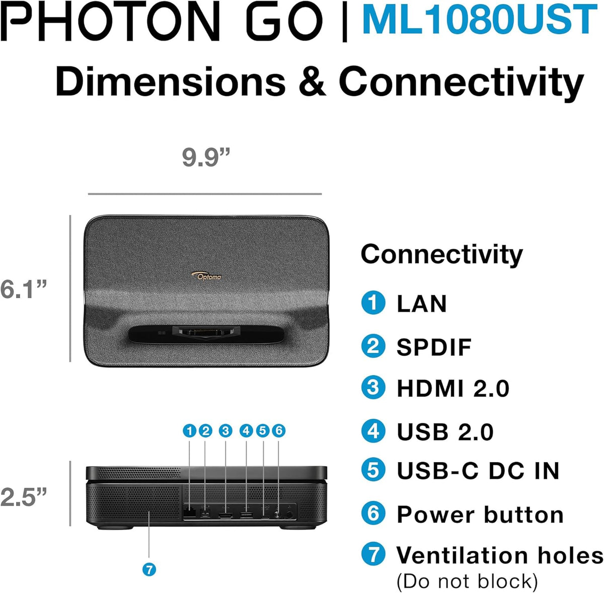 Optoma ML1080UST 1080p Photon Go Ultra Short Throw Full HD LED Triple Laser DLP Google TV Smart Projector