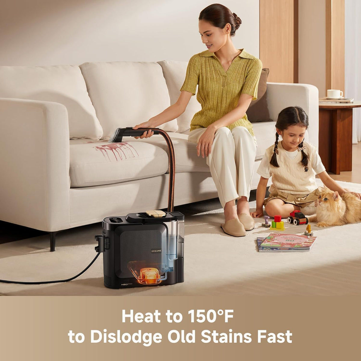 DREAME N20 Steam Carpet Cleaner Machine with Steam & Hot Water Wash | Portable Upholstery Cleaner with Self Cleaning, 17Kpa Suction, Perfect for Pet, Car, Auto, Carpet, Rug, Auto-Mix Solution